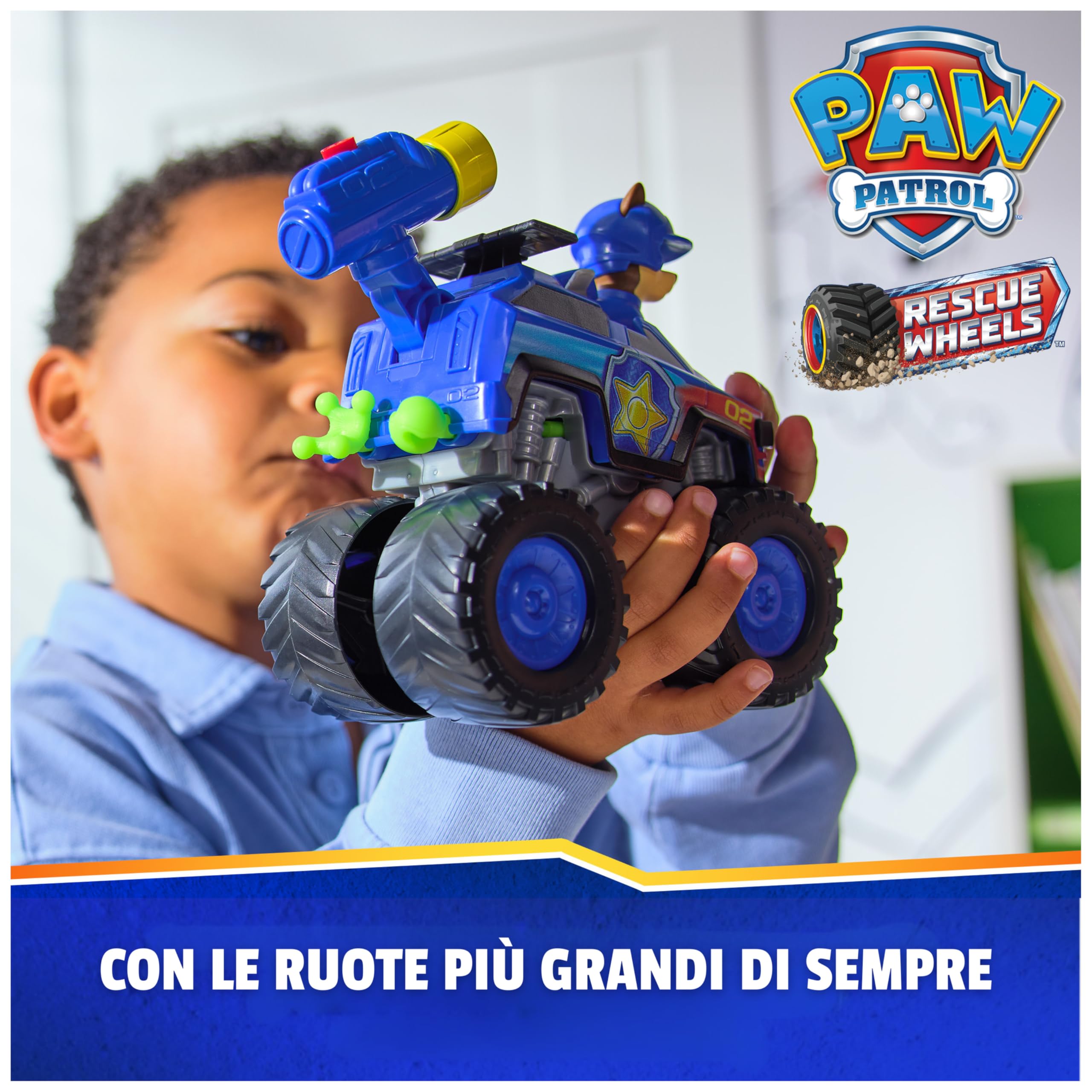 Paw Patrol: Rescue Wheels, Auto di Pattuglia di Chase, Veicolo Giocattolo con Lanciamissili e Personaggio Collezionabile, Giocattoli per Bambini e Bambine, 3+ Anni