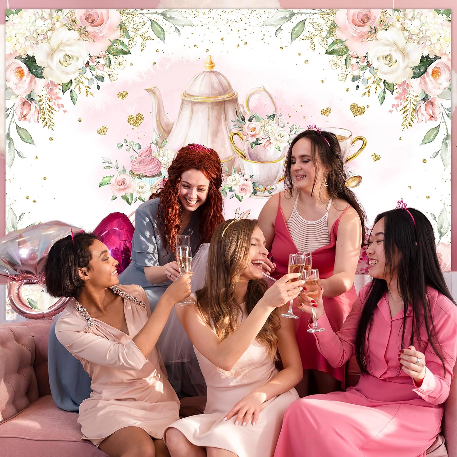 Avezano Love is Brewing Backdrop Tea Party Bridal Shower Decorations Love is Brewing Bridal Shower Decorations Photo Background Cake Table Banner (7x5ft)