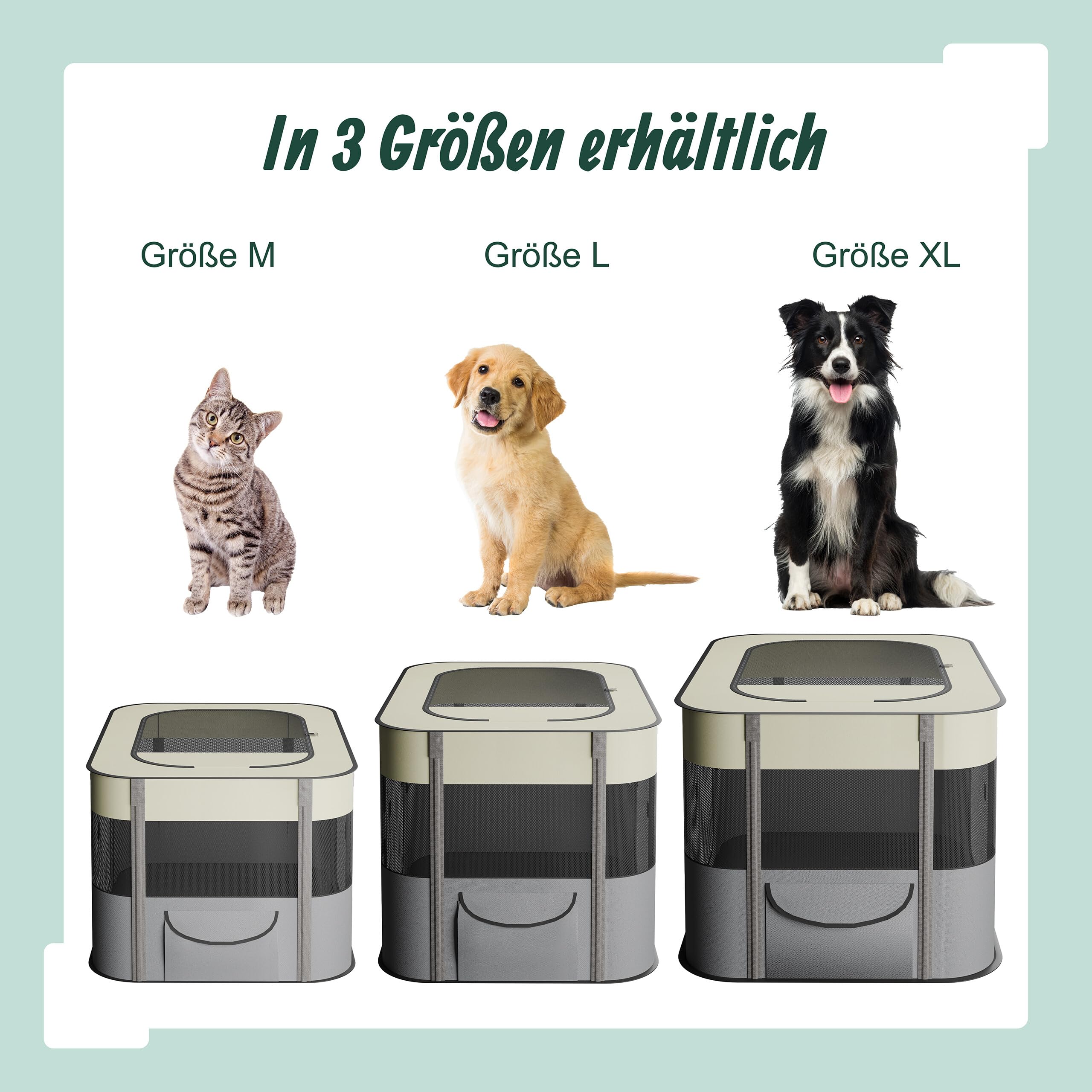 Relaxdays Welpenauslauf faltbar, HBT: 55x82x60 cm, Indoor & Outdoor, tragbarer Hundelaufstall, Oxford-Stoff, Mehrfarbig