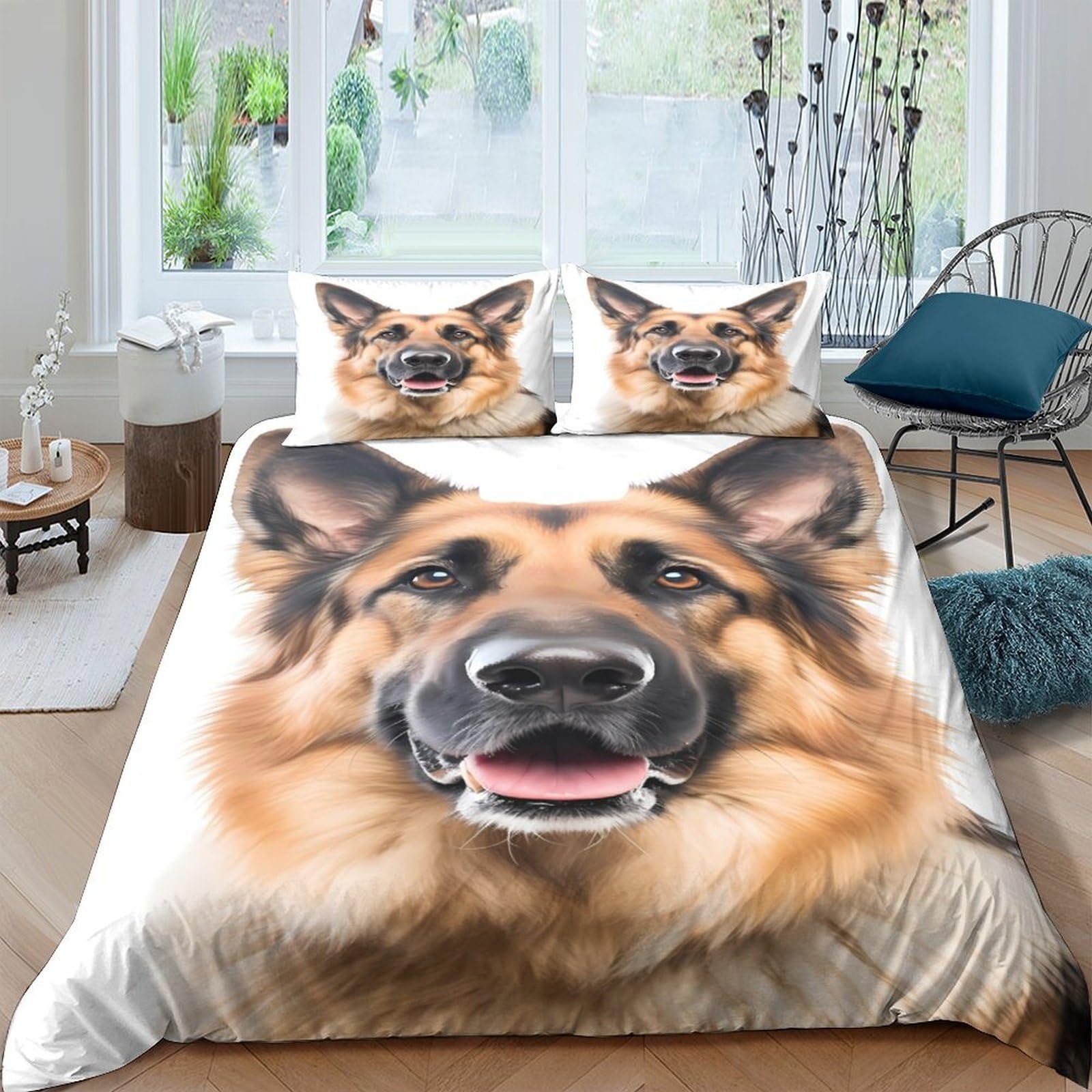 Ctjqhvkz Style-10 3D Printed German Shepherd Fitted Sheet Microfiber Anti-Slip Mattress Cover For Bedroom Guest Room Machine Washable Decor Single（135X200cm）