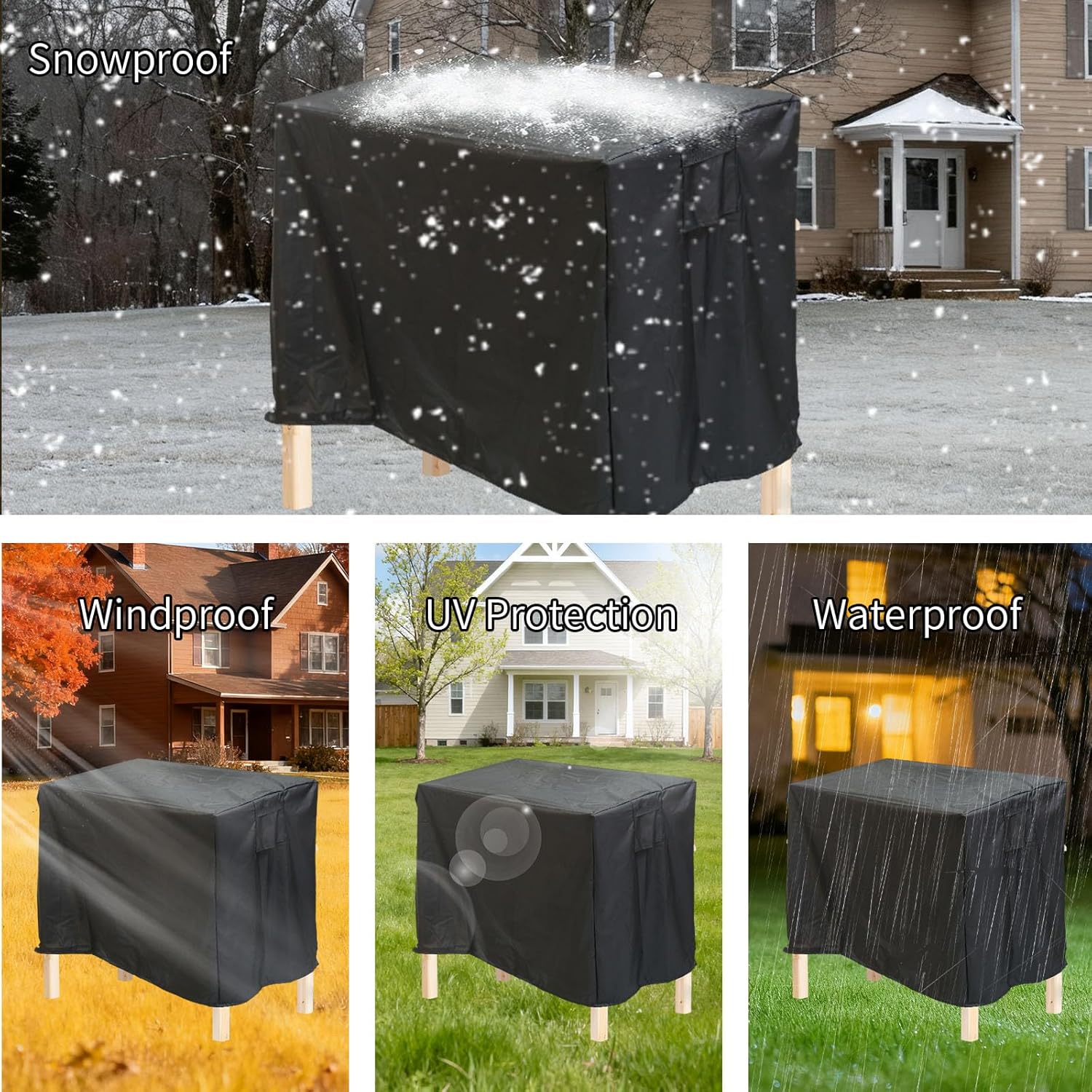 Winter Outdoor Raised Garden Bed Cover, 122x78x62cm/48x30x24in 420D Oxford Cloth Waterproof for Elevated Planter Box Stand for Snow Frost & Rain Protection (Black, Cover Only)