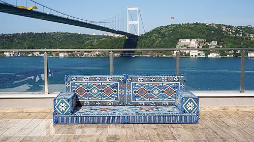 Miniatura 2 de arabicsofa Oriental - Sofá modular grande Majlis para el suelo, asiento árabe con almohadas de respaldo, juego de sofá bajo seccional esquinero