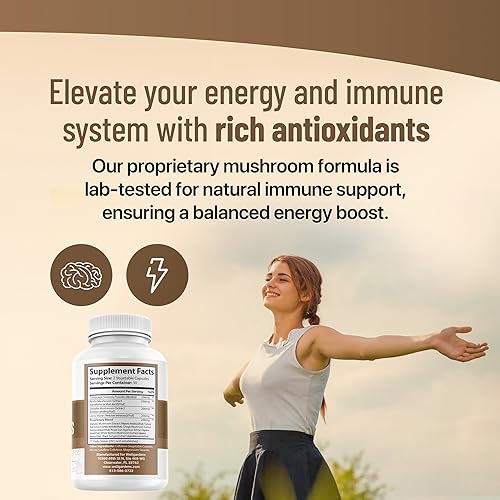 Miniatura 3 de Suplemento de hongos de cognición 100% puro, melena de león, reishi, cordyceps y más, promueve la claridad mental, el enfoque, la memoria, la