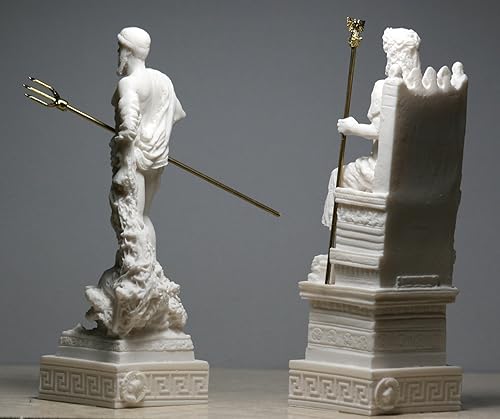 Miniatura 5 de Conjunto de escultura de estatua de Dios griego romano rey Zeus y Poseidón Alabastro
