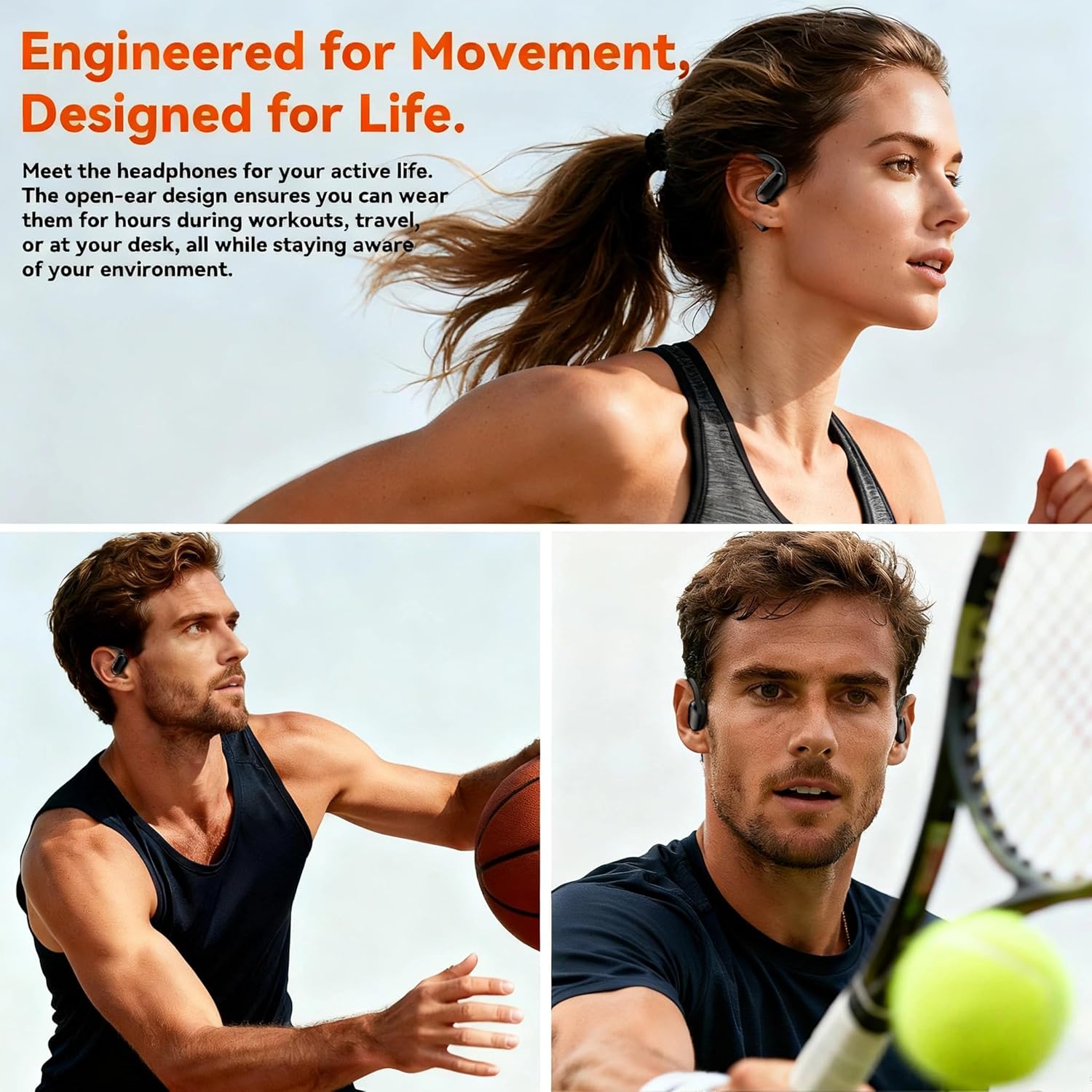 Bone Conduction Headphone Wireless Bluetooth 5.4, 0.8g Sleep Earbuds with HD Mic/Touch Control/Clear Calls, Open Ear Headphones with Earhook for Cycling Yoga Workouts(Black) - Image 6