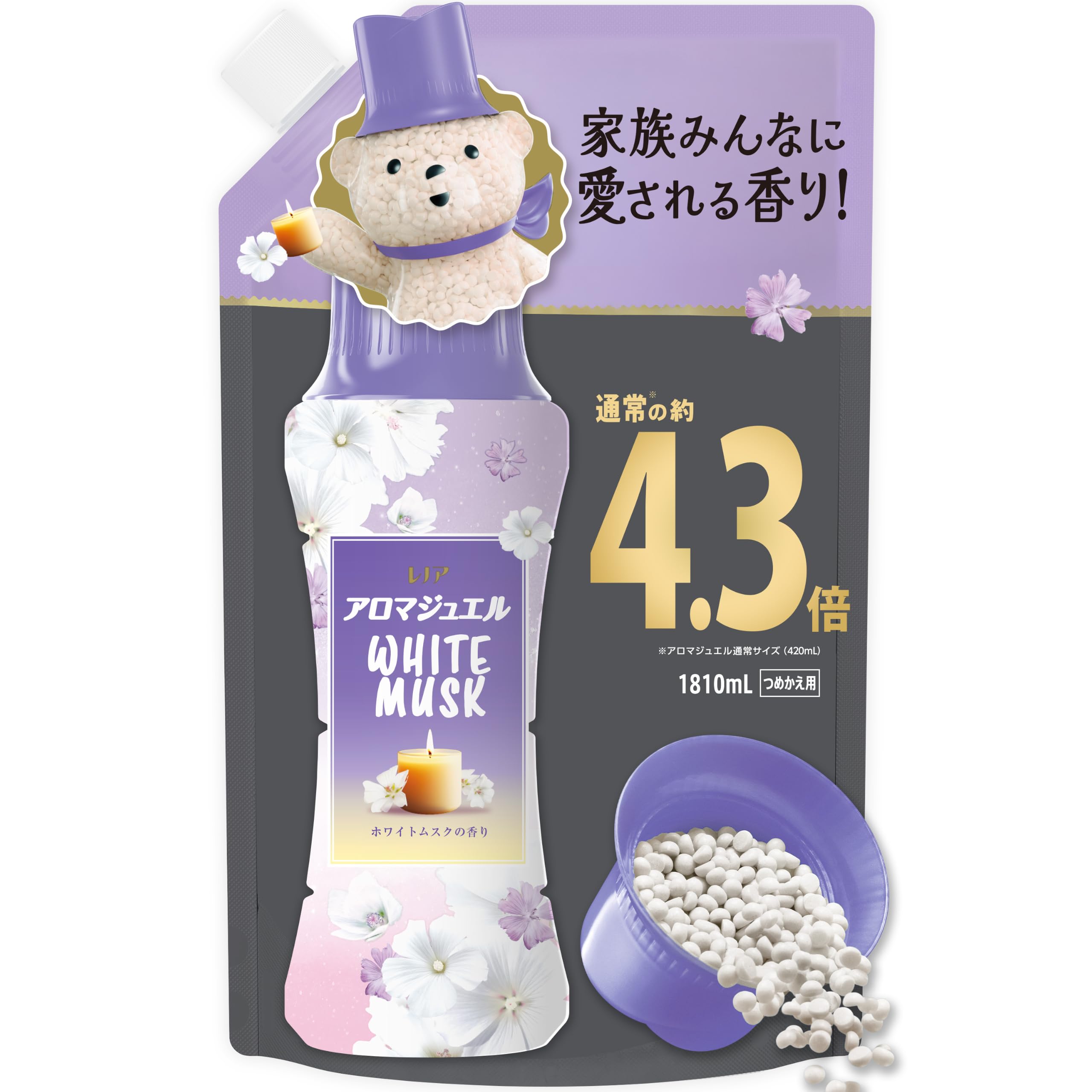 レノア アロマジュエル HOTEL お洗濯の香り付けビーズ ホワイトムスクの香り 詰め替え 1810mL [大容量] 柔軟剤を一緒に使って効果長続き