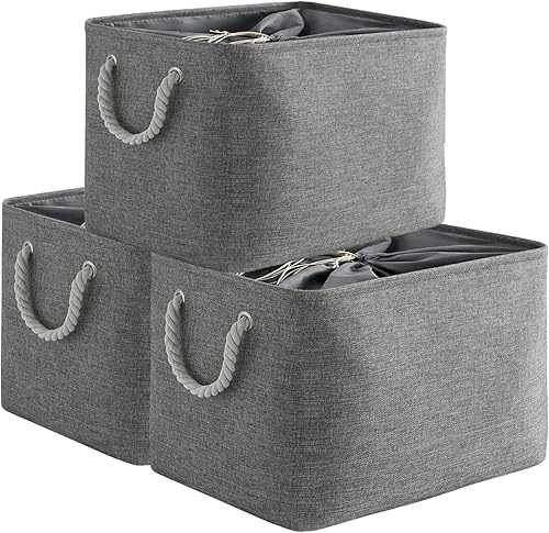 Miniatura 1 de TheWarmHome Cesta de almacenamiento para organizar, 16 x 12 x 12 pulgadas, paquete de 3 cubos de almacenamiento de tela, cubo de almacenamiento para