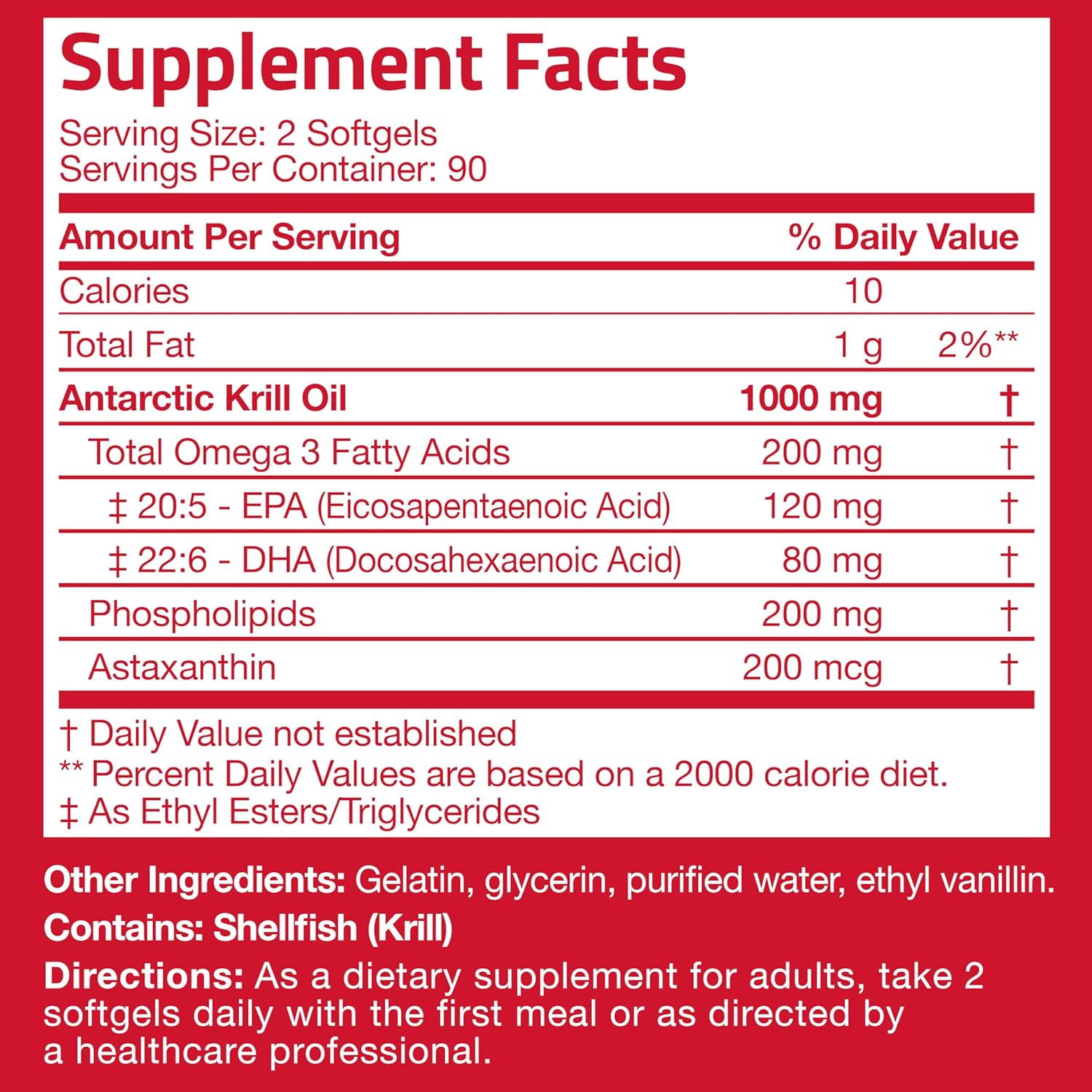 Bronson Antarctic Krill Oil 1000 mg with Omega-3s EPA, DHA, Astaxanthin and Phospholipids 180 Softgels