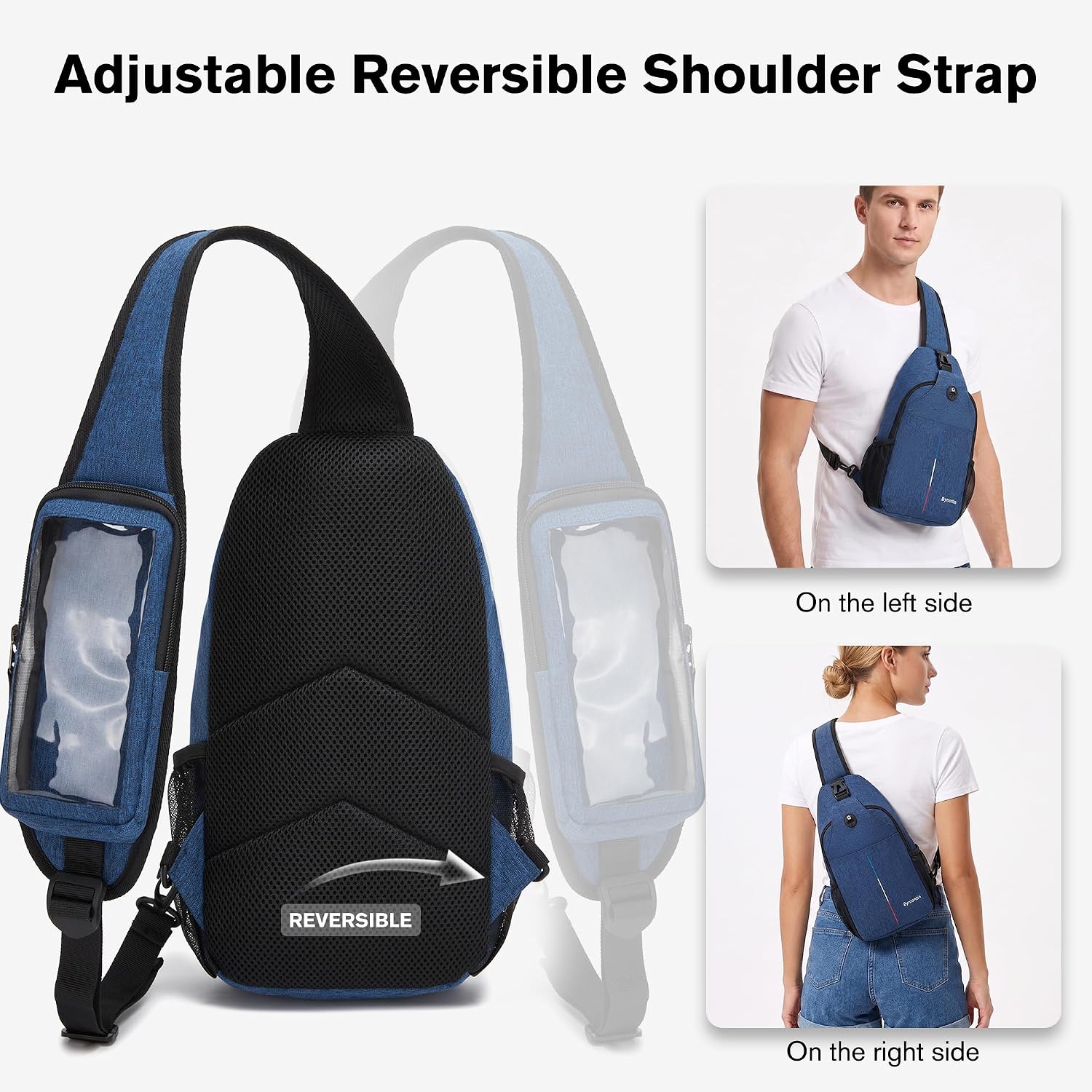 Crossbody Sling Backpack with Touch Screen Phone Pocket, Chest Bag for Commuting and Daily Use thumbnail
