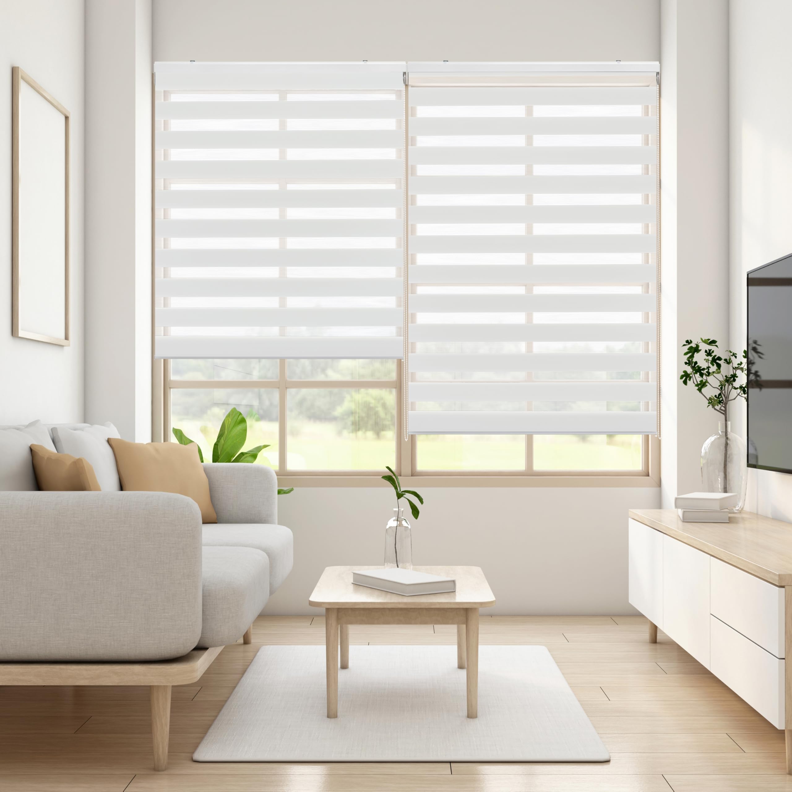 BlindecorLira. DoubleLayered Roller Blind, Night and Day, Off- white, 160x250 cm
