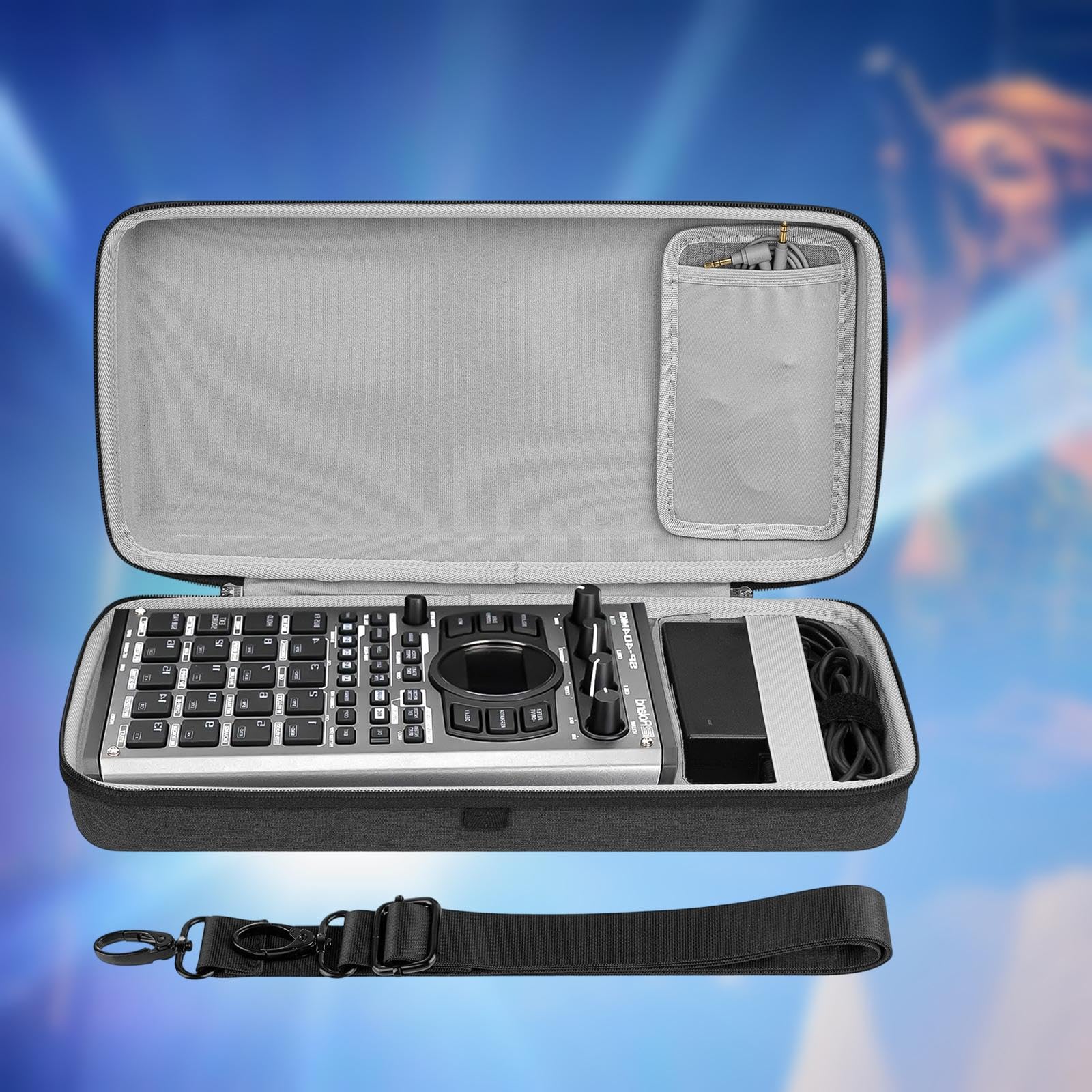 Custodia per Interfaccia Audio, Borsa per Mixer Audio, Maniglia Superiore ad Alte Prestazioni, Robusta Tracolla Regolabile Nera, Custodia per Campionatore, 41 x 20 x 9 Cm