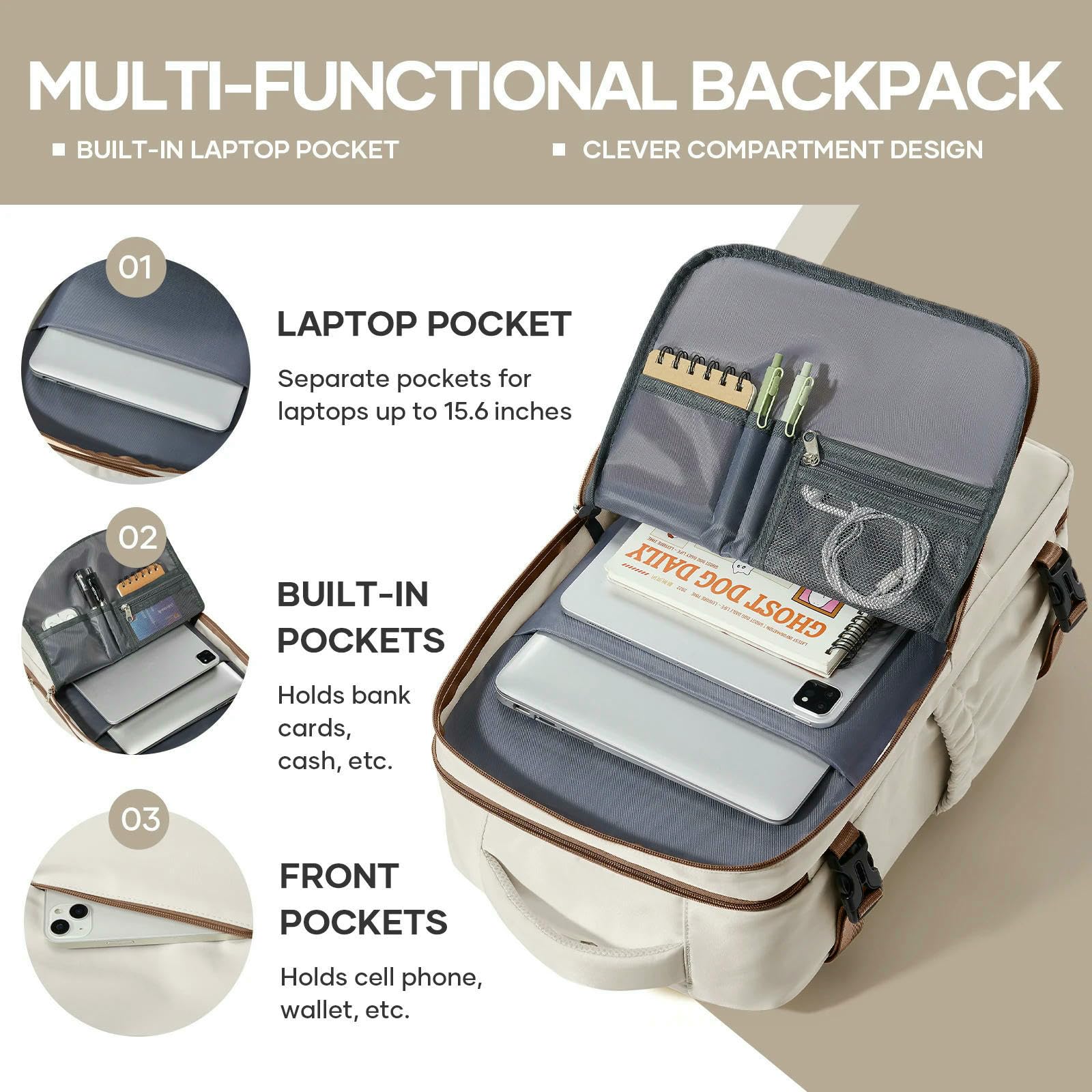 Reisetasche Notebook-Rucksack Für Reisen, 40 X 20 25 cm, Ryanair, Laptoptasche, Herren Und Damen, Business, wasserdichte Kabinentasche, Handgepäck-Rucksack, Schultasche-schwarz