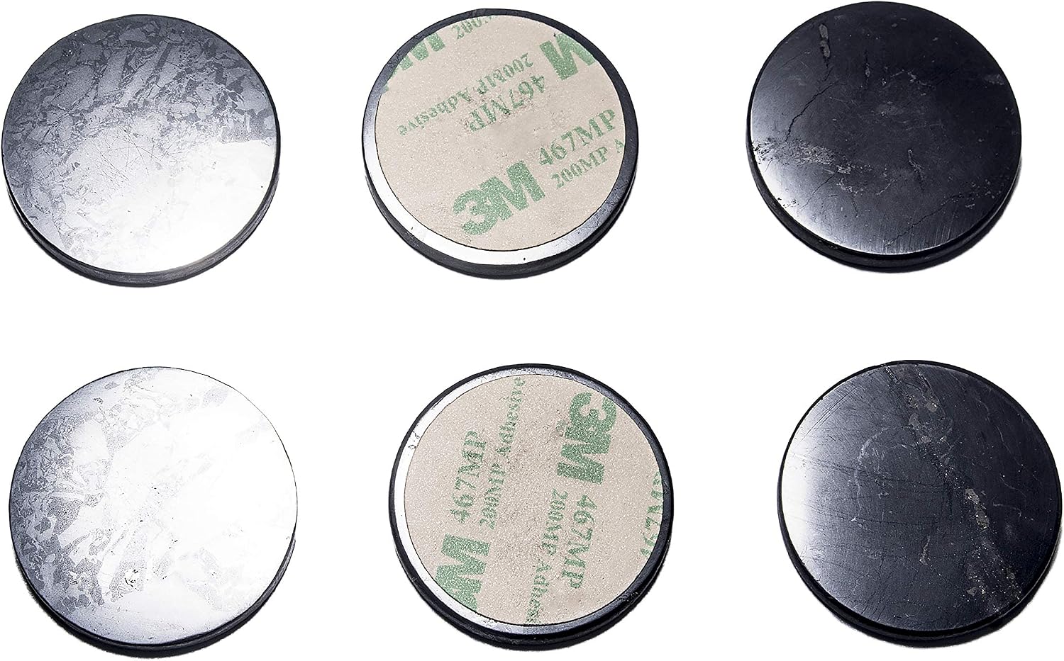 Shungite Cell Plate for Phone Protection - Large Pack Qty: 6 pcs - Size: O 50 mm ~ 2" inch - Shungite Stones Type II That Have Absorbing Effect and Fulleren Carbon C60