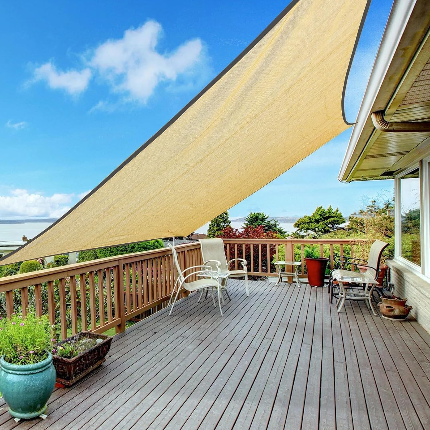 Sun Shade Sail, 10' X 13' Rectangle Shade Sail with Grommets Pergola Shade Cover, Sun Shade Cloth for Patio Carport Yard Lawn Garden (Sand)