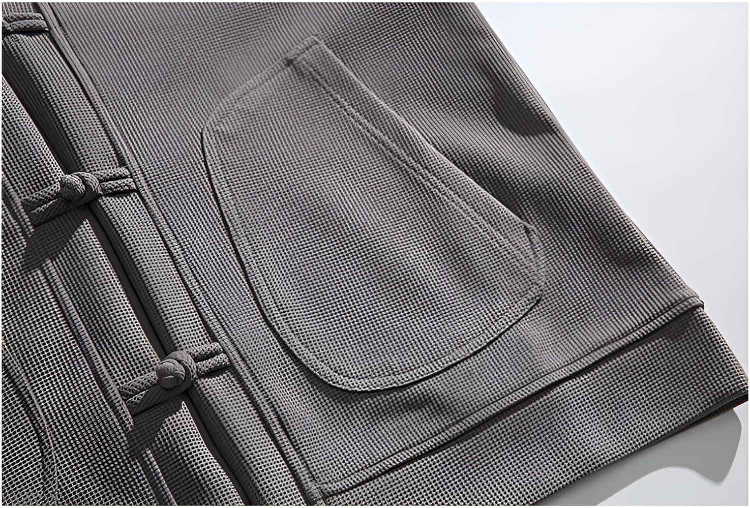 [prosekor] 和モダンアウター 秋用メンズカーディガン ワッフル編み&times;伝統盤鈕 スト系スポーツジャケット サイドポケット付き