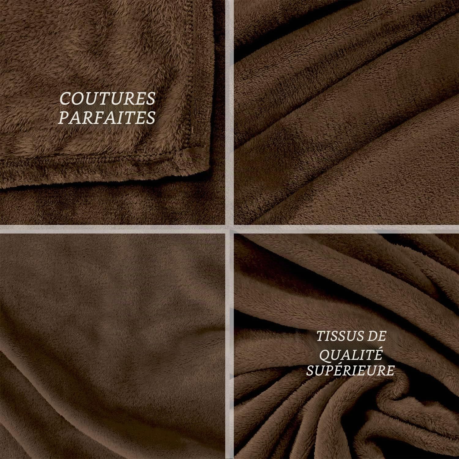 FARFALLAROSSA Couverture Plaid Polaire Flanelle 230 x 270 cm - Jeté de Canapé Polaire - Couverture lit 2 Personnes Epaisse Douce Et Chaude - Plaid Haute Qualité - Marron