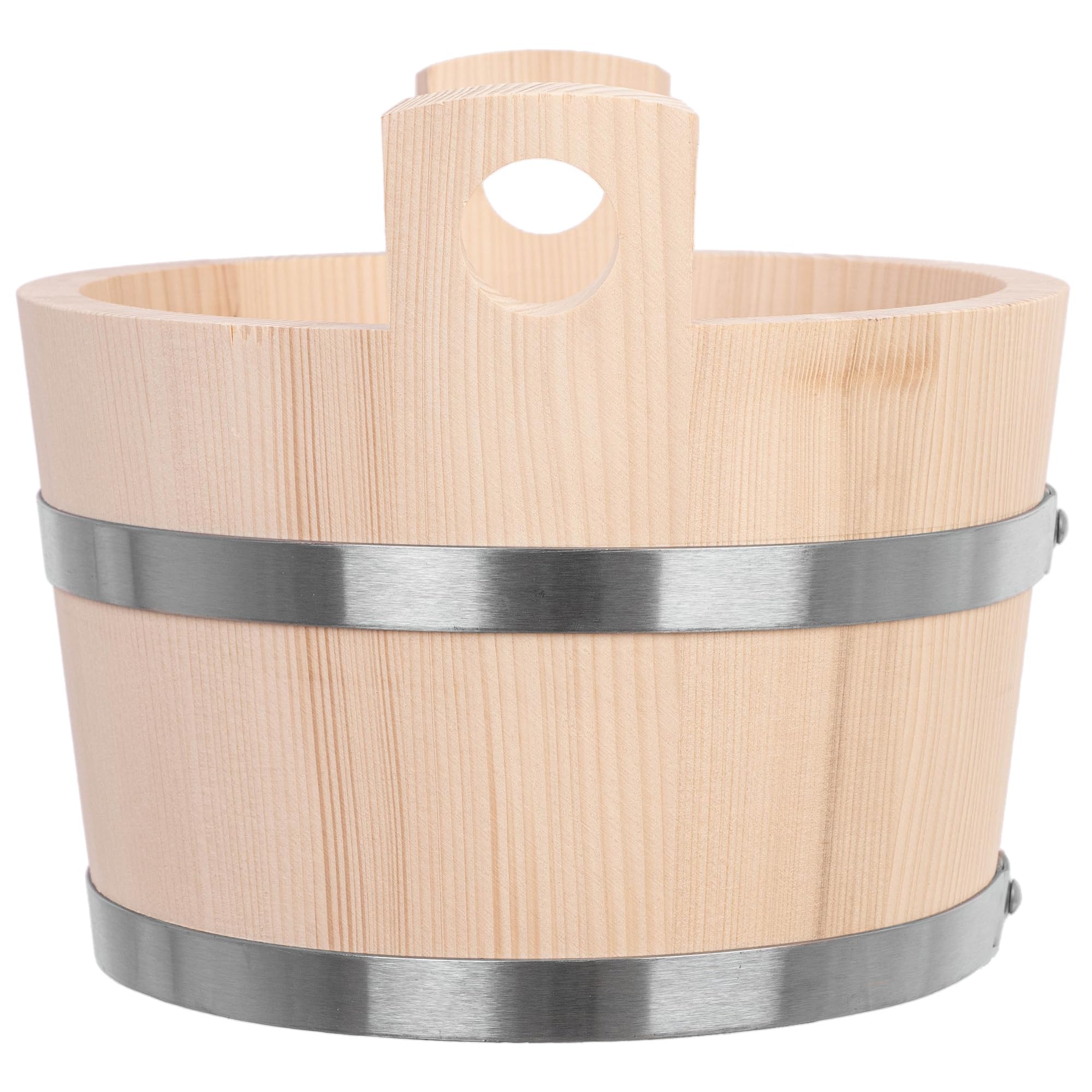 KADAX Saunakübel aus Holz, 5 Liter, Holzeimer mit Griffen, Saunaeimer für Aufgüsse, Eimer aus Naturholz, Holzkübel für Sauna, Blumenkübel, Saunazubehör (22 x 26 cm)