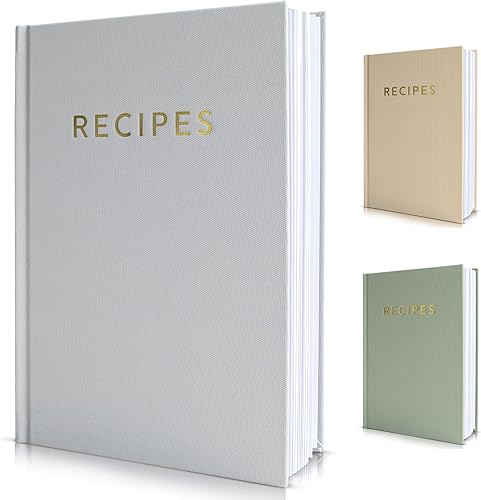 ZICOTO Libro de recetas estético en blanco con cubierta impermeable, el cuaderno de recetas perfecto para escribir en tus propias recetas, libro de