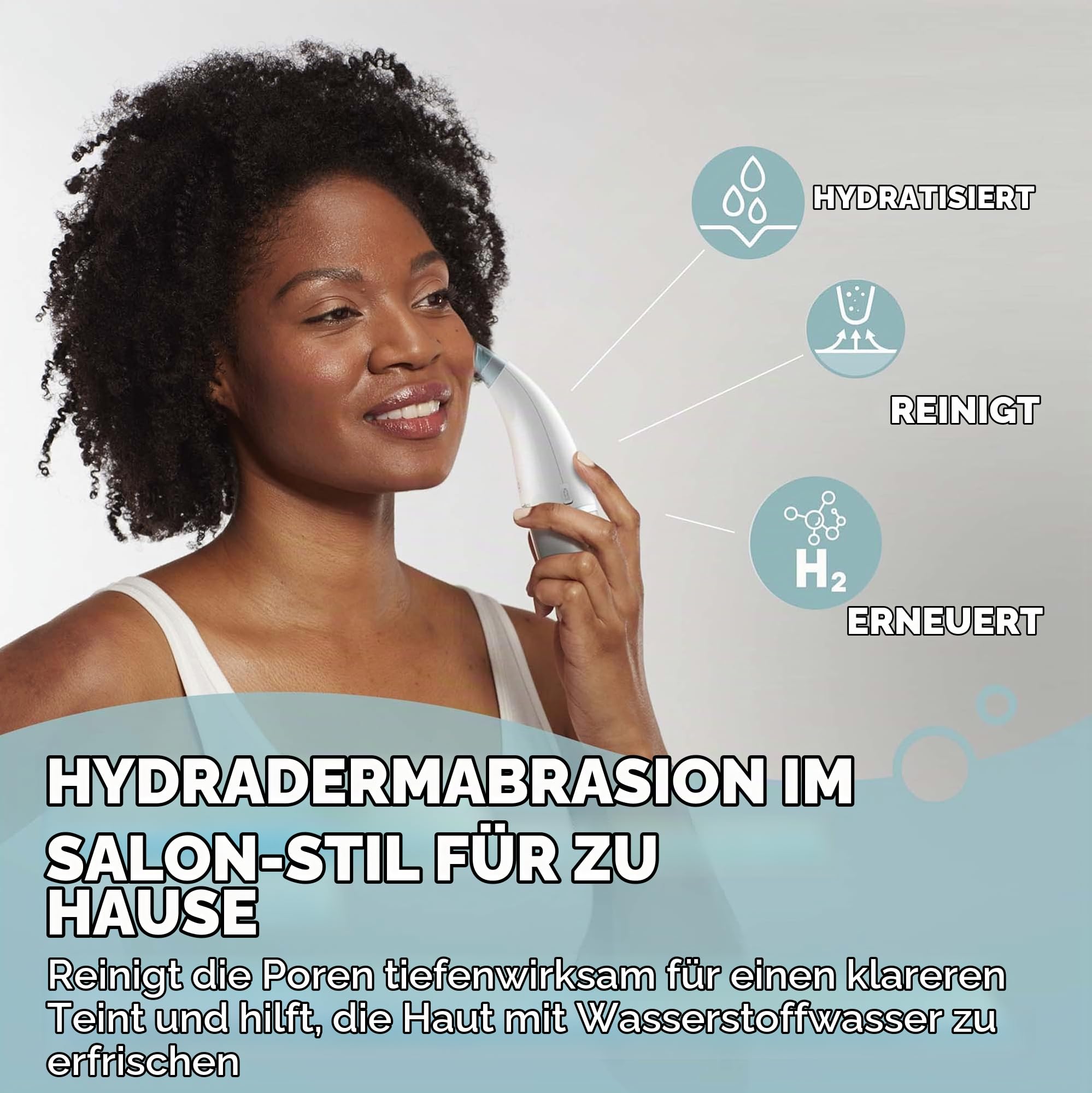 Homedics Refresh Hydradermabrasion Cleanser Hydrafacial Gerät | Mitesserentferner-Vakuum, Pigmentfleckenentferner, Mikrodermabrasion, 3 Programme, 6 Düsen, Hautpflege bei Unreinheiten