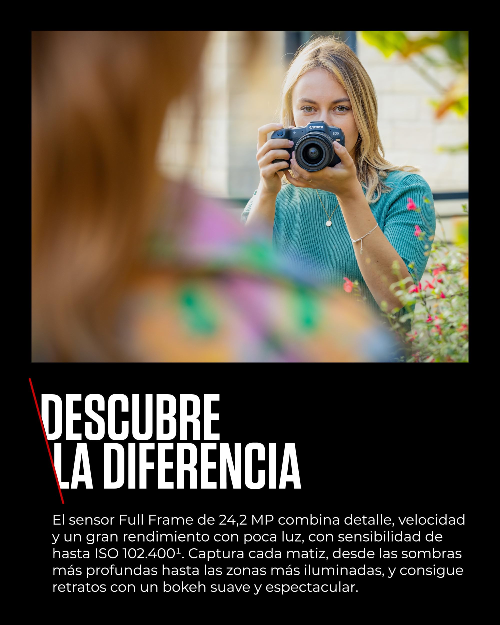 CANON EOS R8 Cámara Mirrorless + Objetivo RF 24-50 mm F4.5-6.3 IS STM + 2X Baterías (Kit de Batería Adicional), Cámara Evil Full Frame (24,2 MP) -6.5 EV, Vídeo 4K 60 fps, Dual Pixel CMOS AF II, Negro