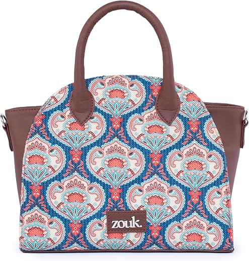 ZOUK Women's Konkona City Satchel Bag - | Jute | Vegan Leather Handcrafted With Detachable Sling Strap