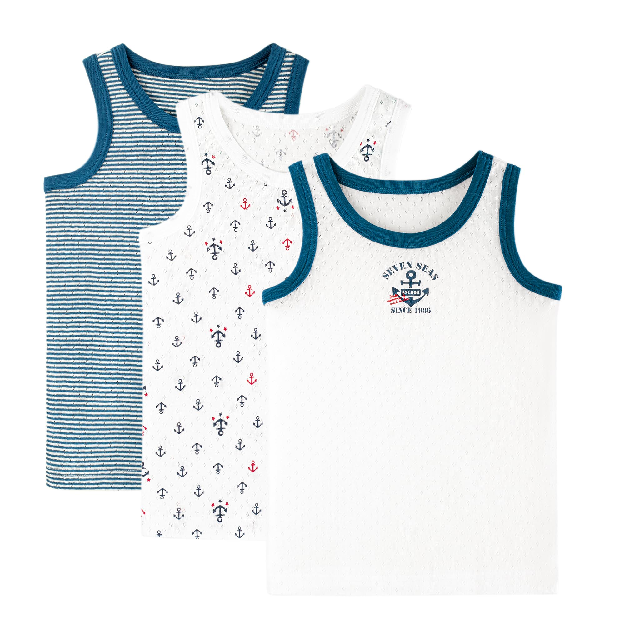 3 Paquets Bébé Débardeurs Enfants Maillot de Corps Coton sans Manches Gilet Garçons Respirant Maille Base T-Shirts Hauts