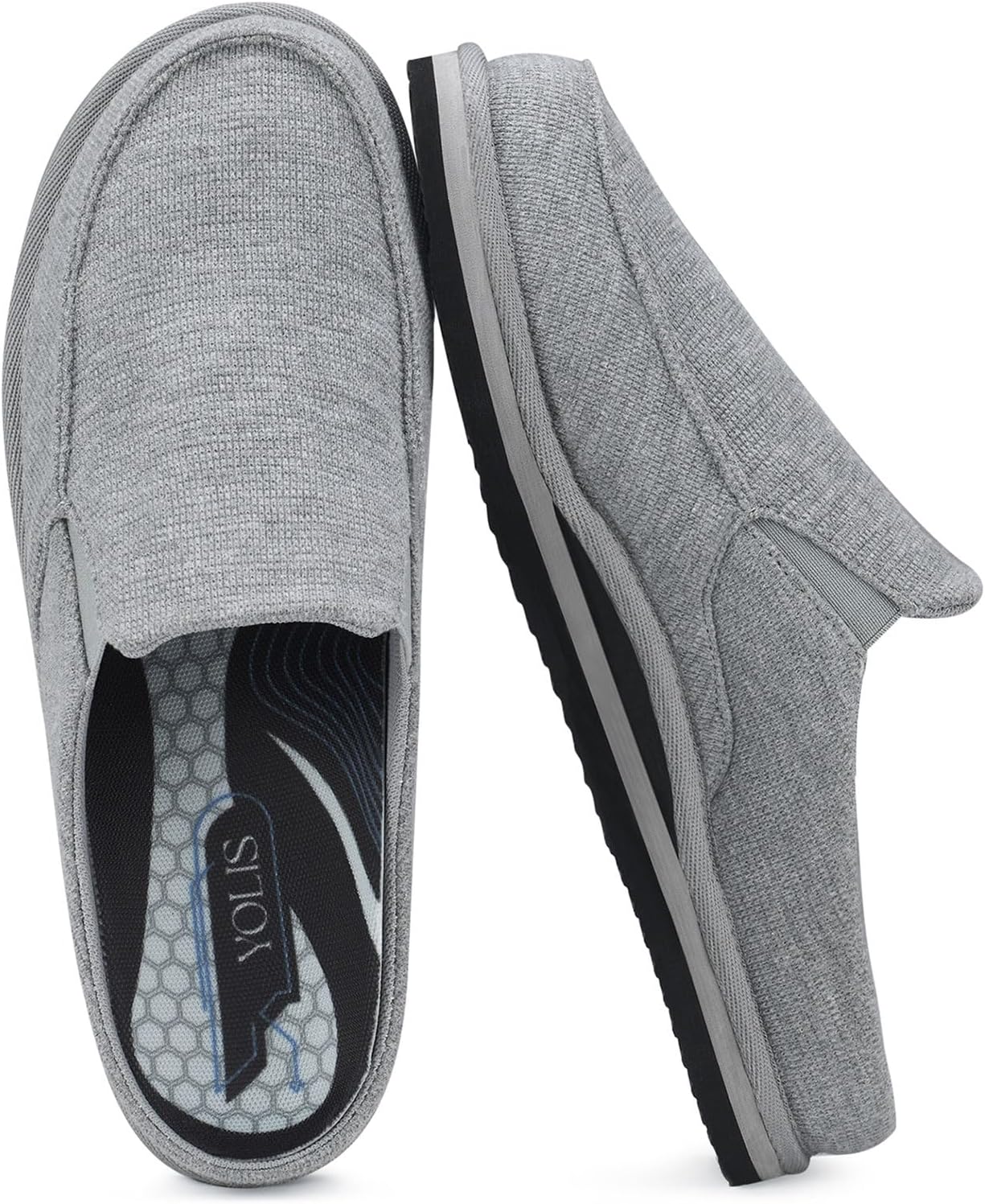 Yolis Men's Slippers with Arch Support Moccasin Clog House Shoes Breathable Waffle Knit Lightweight Non Slip Indoor Outdoor Home Shoes Size 8-14