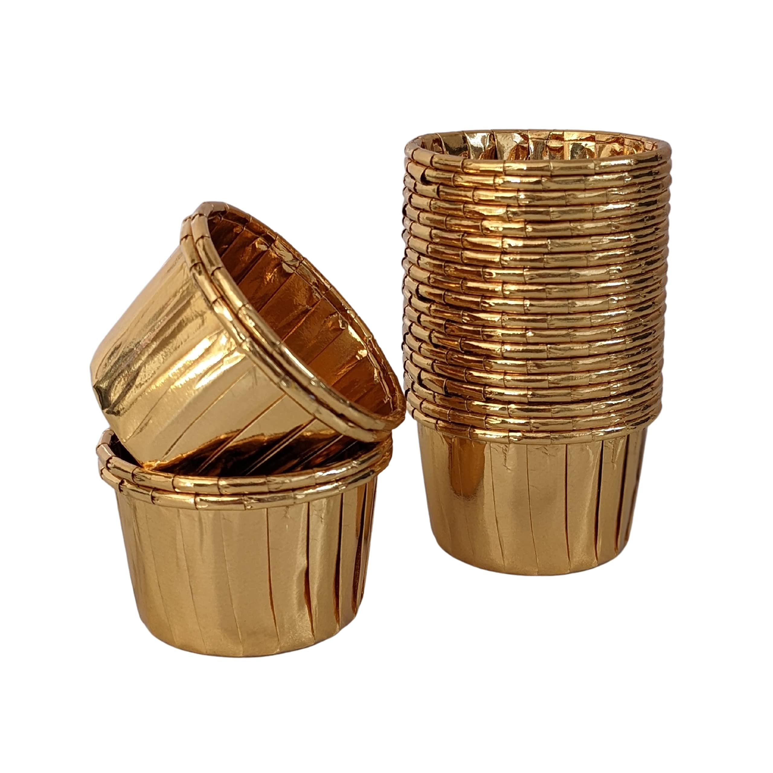 Cups & Cases Pleated Baking Cups Greaseproof Mini Size Sturdy Cupcake Cases (100, Mini Gold) โ image 1