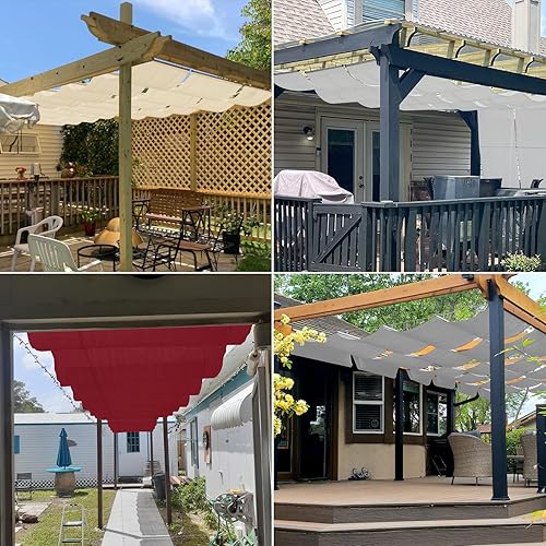 Miniatura 2 de E&K Toldo retráctil impermeable de 7 pies de ancho x 16 pies de largo, para exteriores, para patio, jardín, terraza, enrejado (rojo)