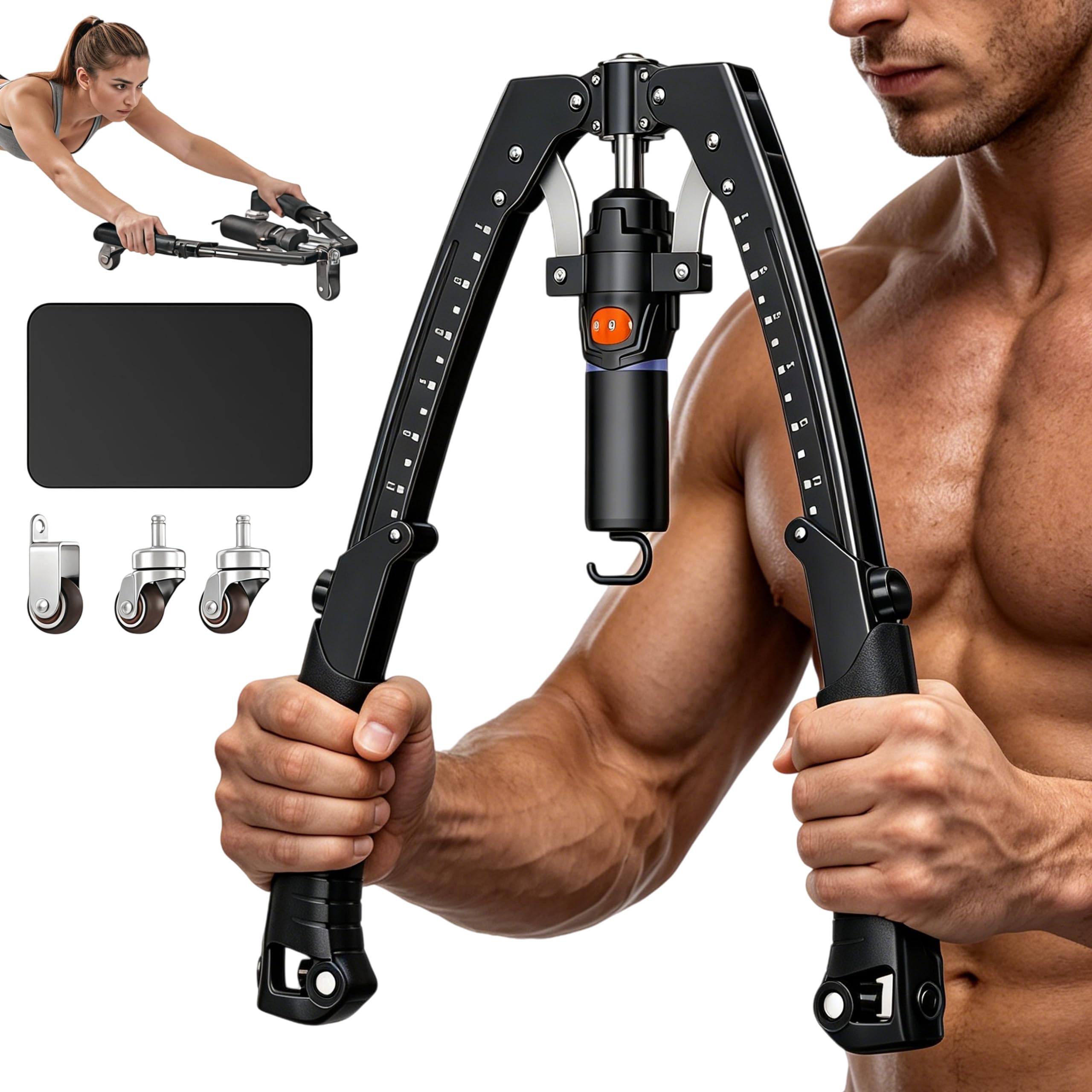 Power Twister 10-200 kg, resistenza regolabile, 3 in 1, per allenare braccia, petto, addominali, per uomini e donne, attrezzo idraulico per il fitness a casa
