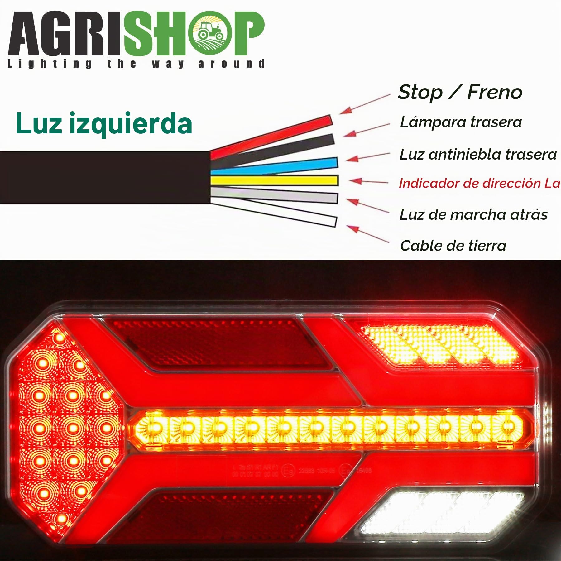 Pilotos Traseros Remolque 12/24v Led Homologado,7Funciones 2pcs Kit Luces Traseras Piloto Trasero Remolque Camión Van Caravan Pilotos Traseras Remolque Tractor Impermeable Sumergible