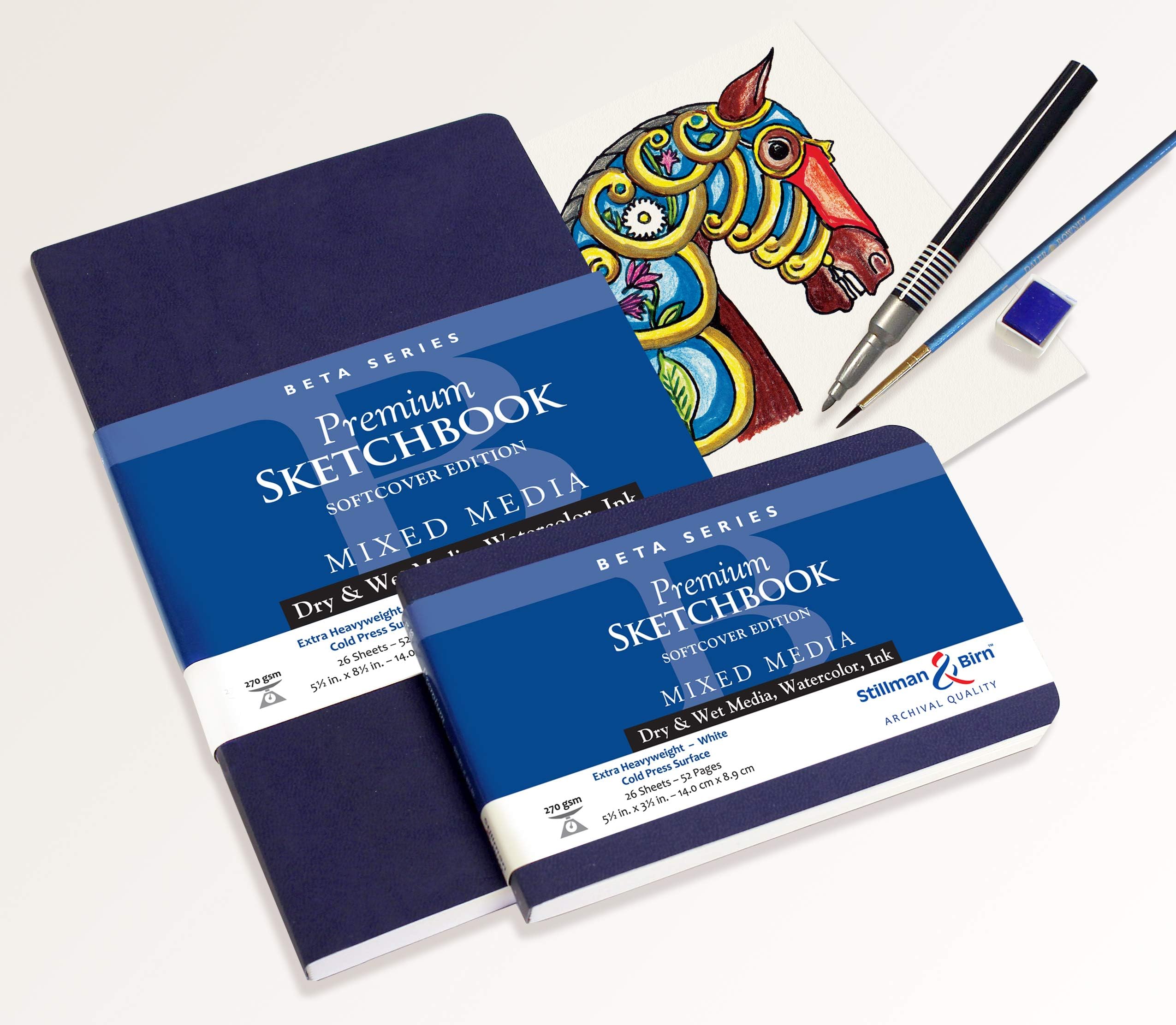 Stillman & Birn Beta Series Softcover Sketchbook, 8.5" x 5.5", 270 gsm (Extra Heavyweight), White Paper, Cold Press Surface