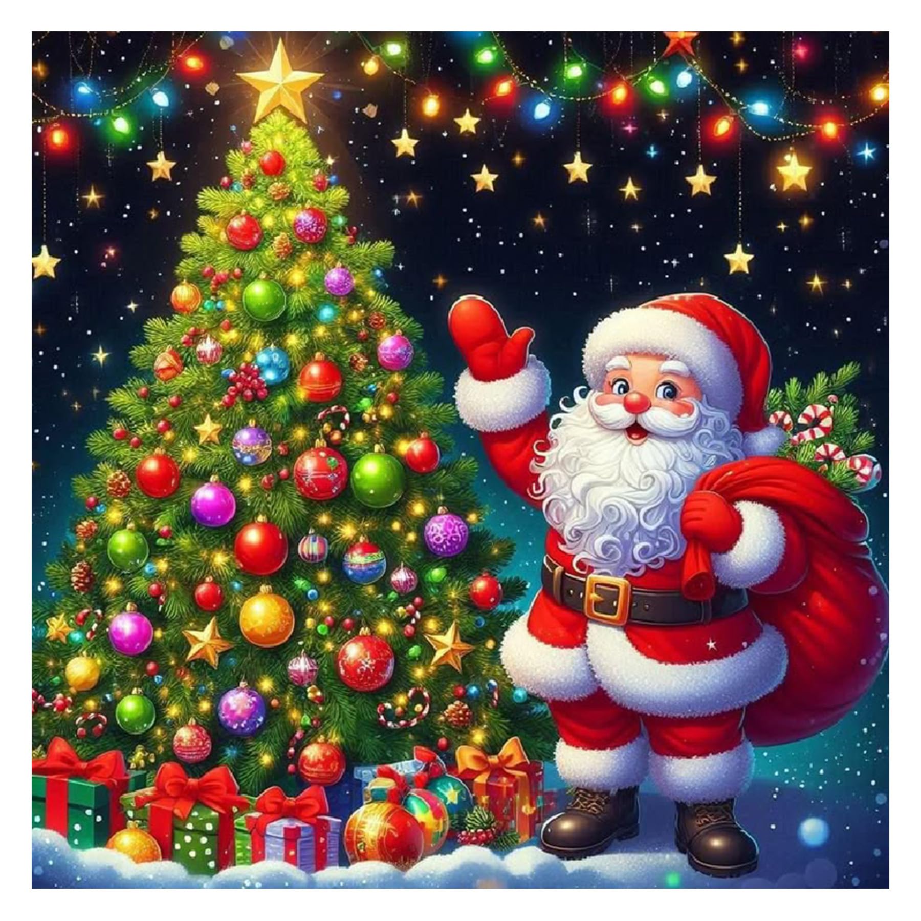 BOWETILE Christmas Santa Diamond Painting Art Kits for Adults, 5D Gem Art Painting Kits, Full Drill Painting Rhinestone Embroidery Pictures for Beginners, Home Wall Decor 30x30 cm