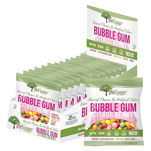 Tree Hugger Goma de mascar, bayas cítricas, sabores naturales, sin colores artificiales, 2 onzas (paquete de 12)