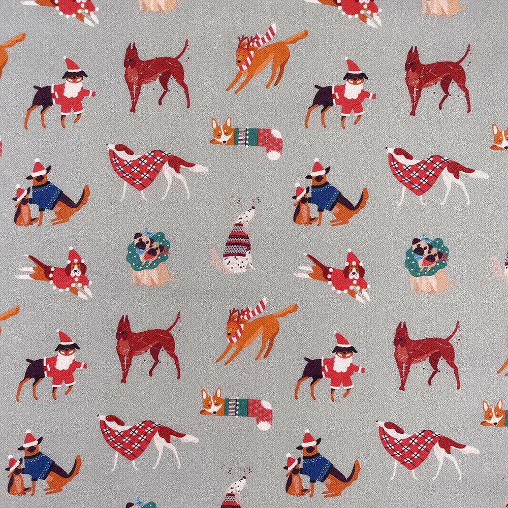 100% Cotton Christmas Fabric Material Sold By the Metre 140cm Wide - Christmas Dogs Silver - CC339 - ONE METRE โ image 1