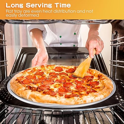 Miniatura 4 de Rtteri Juego de 12 moldes para pizza a granel de aluminio para pizza, platos redondos para tartas, bandeja para pasteles libre de óxido para horno