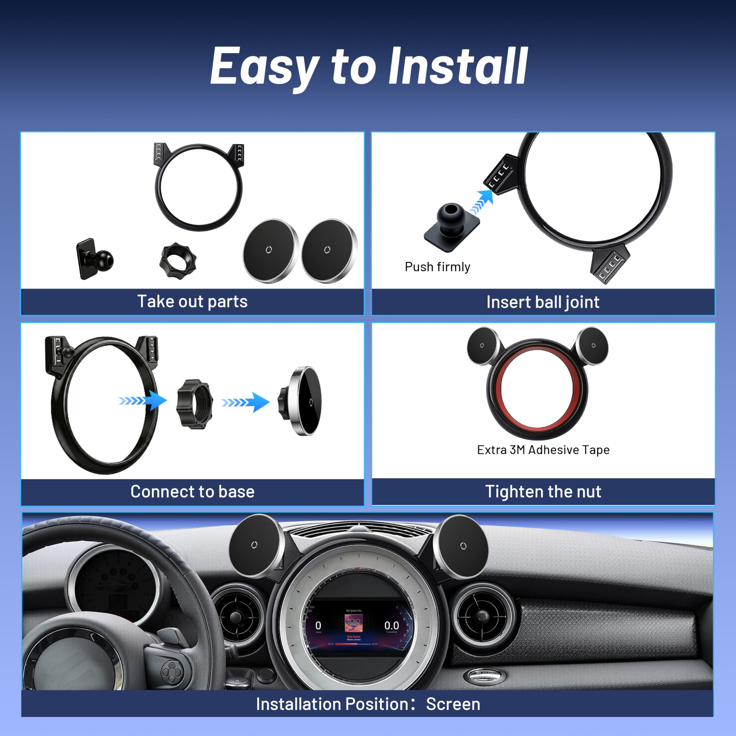 Supporto per telefono per BMW Mini Cooper (2007 – 2012 2013), supporto magnetico per iPhone, caricatore per auto Magsafe, 2 supporti per auto da 15 W, vivavoce a 360°, accessori auto 2011