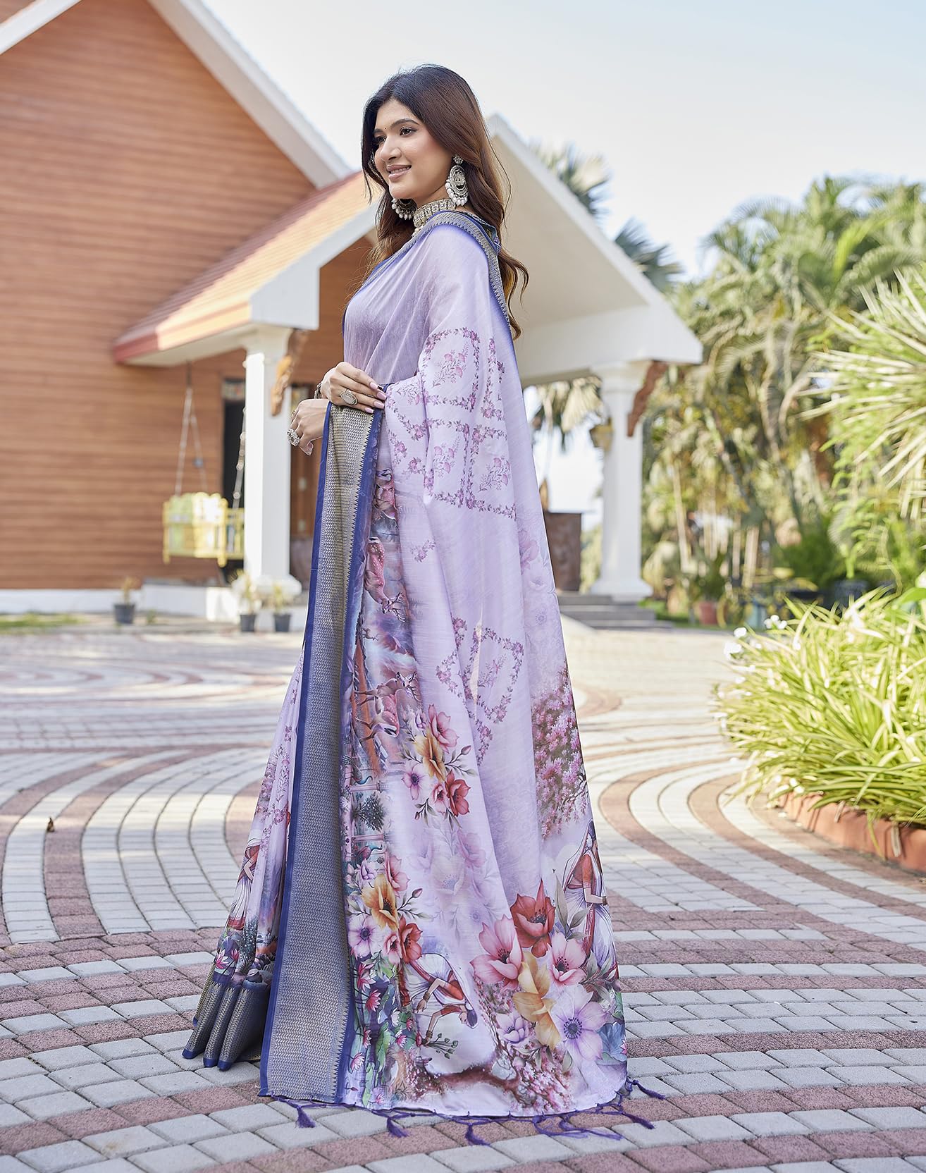 Yashika Banarasi Kanjivaram Sari de seda para mujer étnico