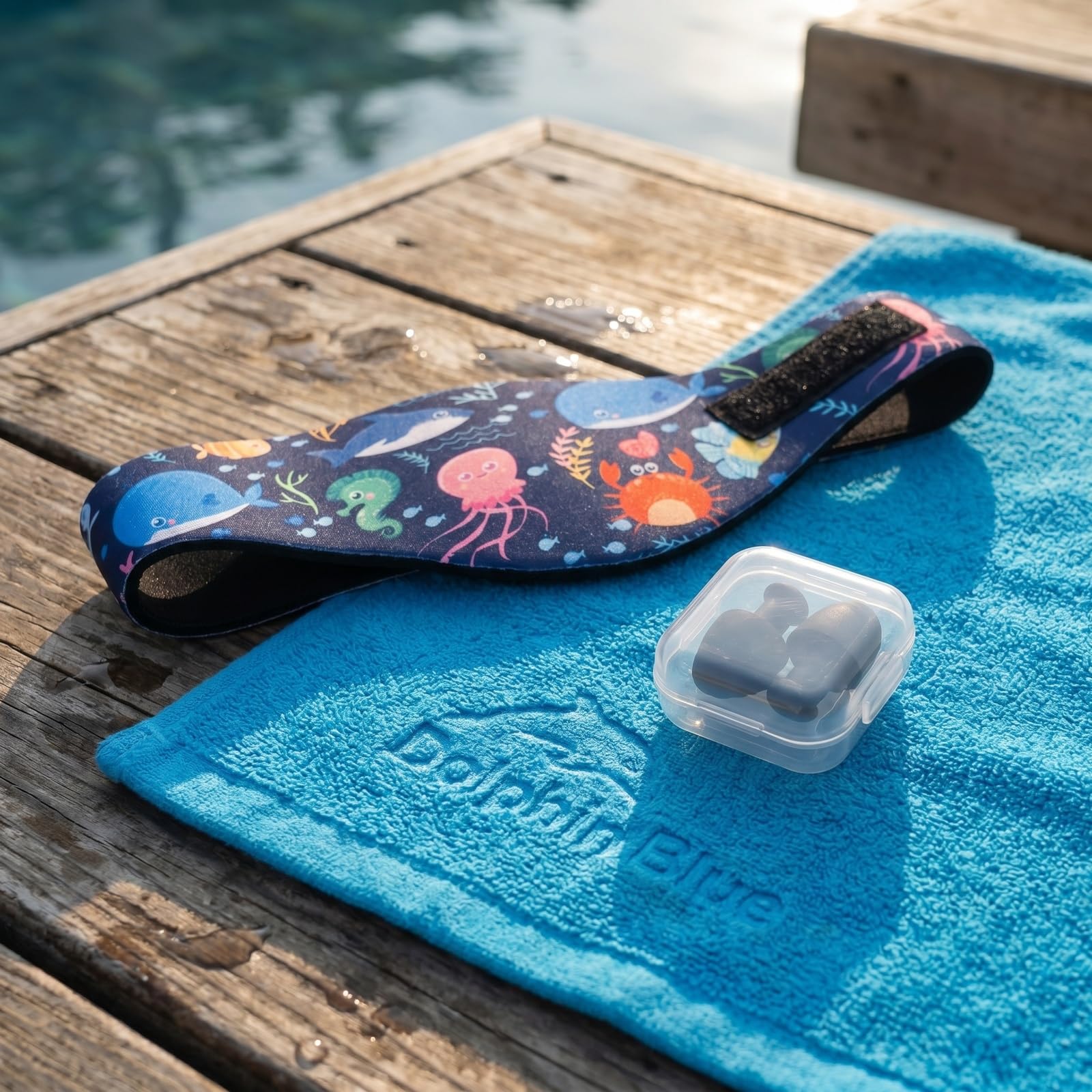 Nivofu 2PCS Neopreno Diadema de natación, 2 Pares de Tapones de Silicona, Banda Impermeable Ajustable con Protección de Orejas para Niños y Adultos, Piscina Surf Buceo Talla L
