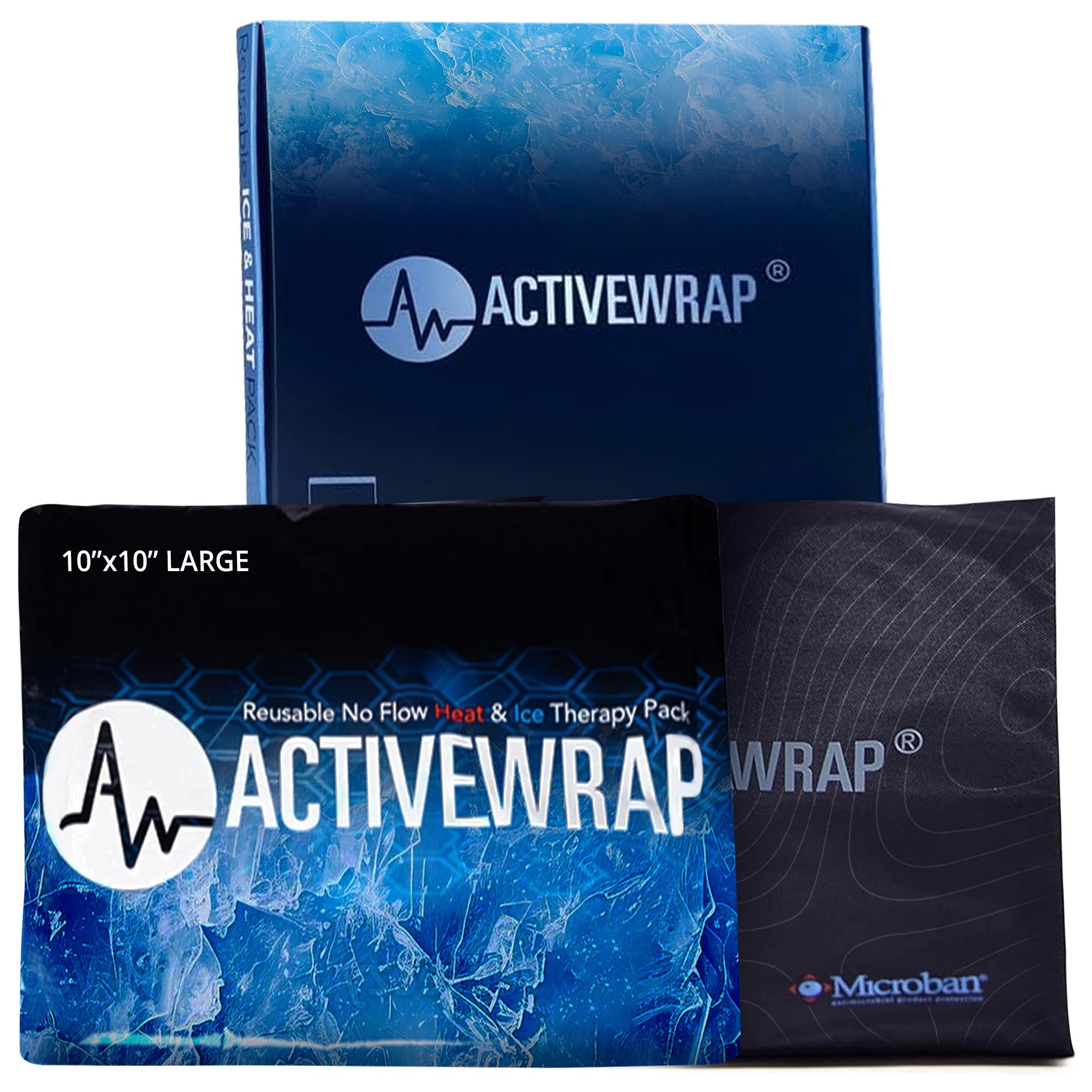 Activewrap Reusable Ice Packs for Injuries - Hot and Cold Gel Compress for Injury Recovery and Pain Relief, Soft, Flexible Leakproof Pad for Back, Knee, Hip, & Shoulder - Large Square (10 x 10 Inches)