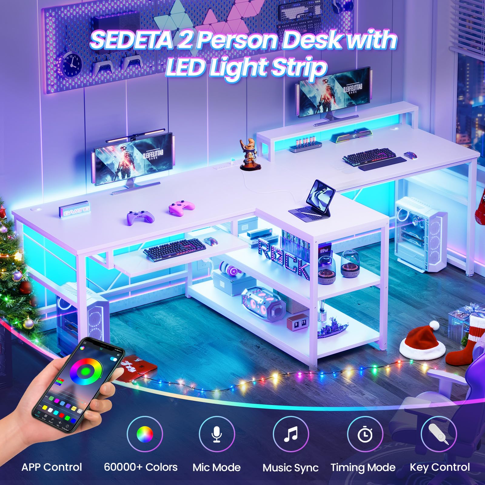 Mayitaです。デスク Amazon | SEDETA (セデタ) 94.45インチ ホワイト コンピューターデスク
