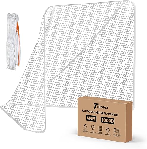 Lacrosse Net Replacement, Heavy Duty 456mm Lacrosse Goal Net from 1000D High-Strength Polyester, Black & White Lacrosse Net for 6x6x7 Goals