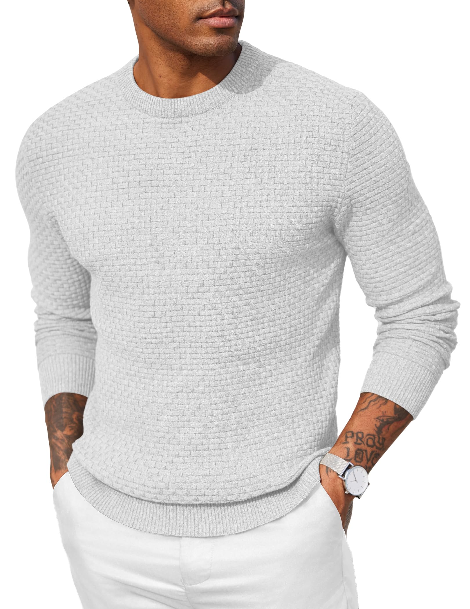 COOFANDY Maglioni Uomo Girocollo Maglione a Maglia Casual Felpa Firmati a Maniche Lunghe Maglione da Lavoro Uomo Estivo Sweater Business