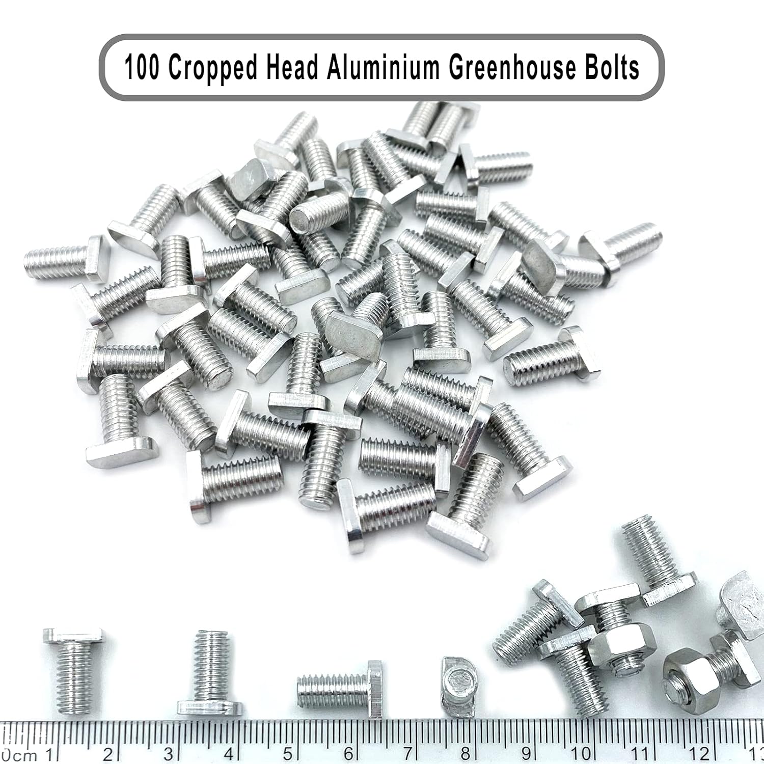 100 Sets Aluminium Greenhouse Nuts and Bolts, Cropped Head Greenhouse