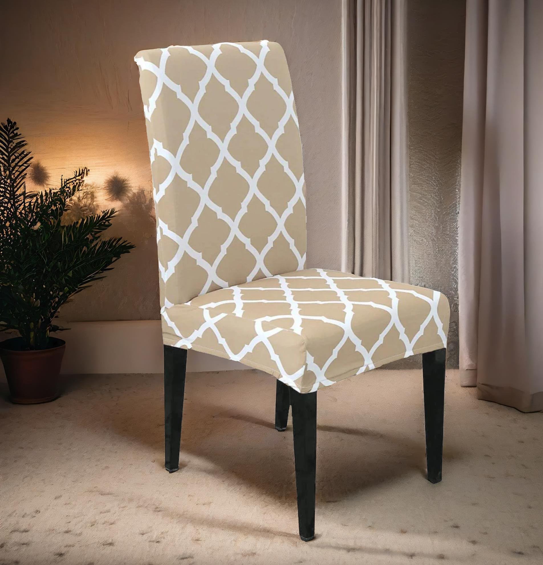 Grey Elastic Chair Cover - Protect Dining Chairs -17