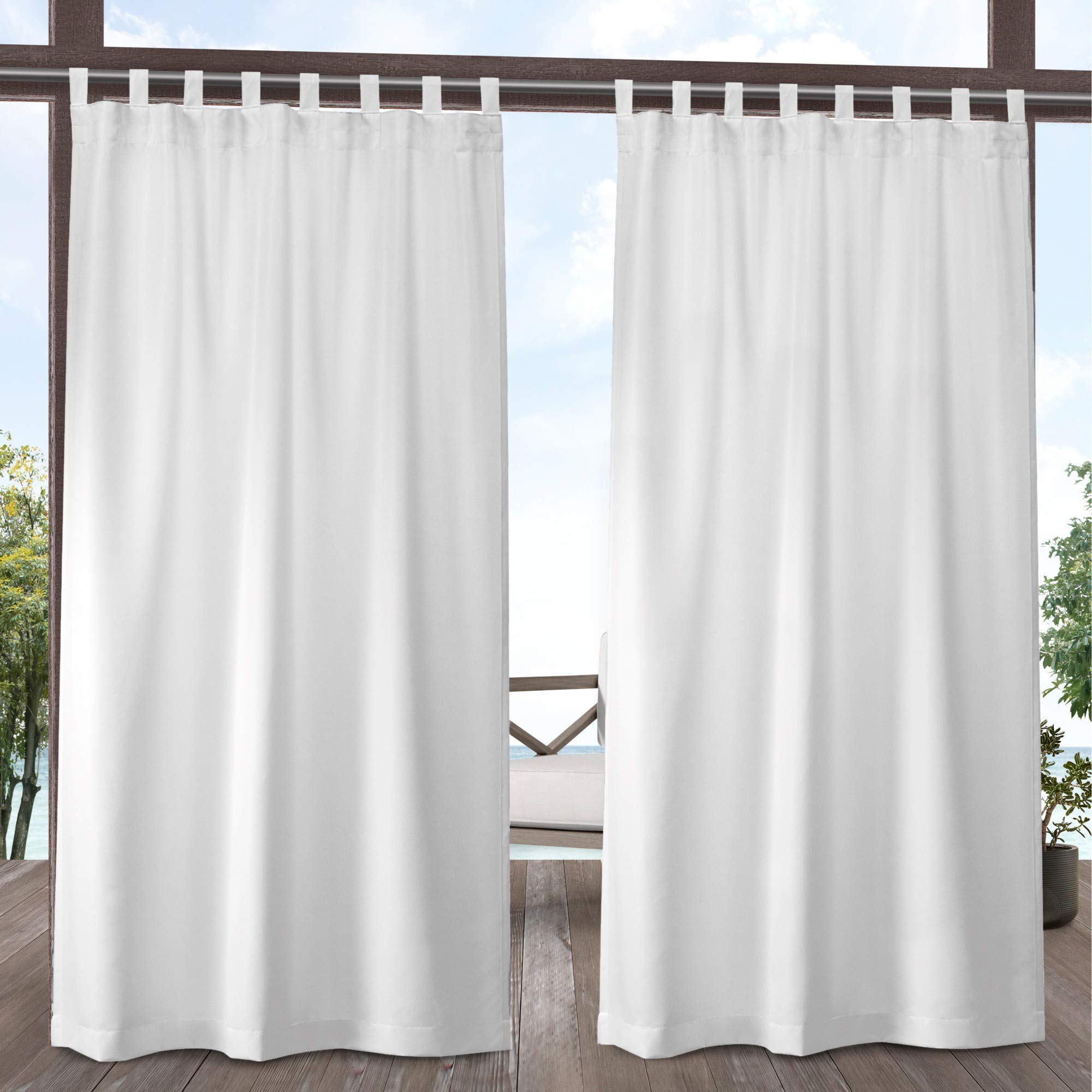 Exclusive HomeCabana Solid Indoor/Outdoor Light Filtering Hook-and-Loop Tab Top Curtain Panel, 54"x96", Winter White, Set of 2