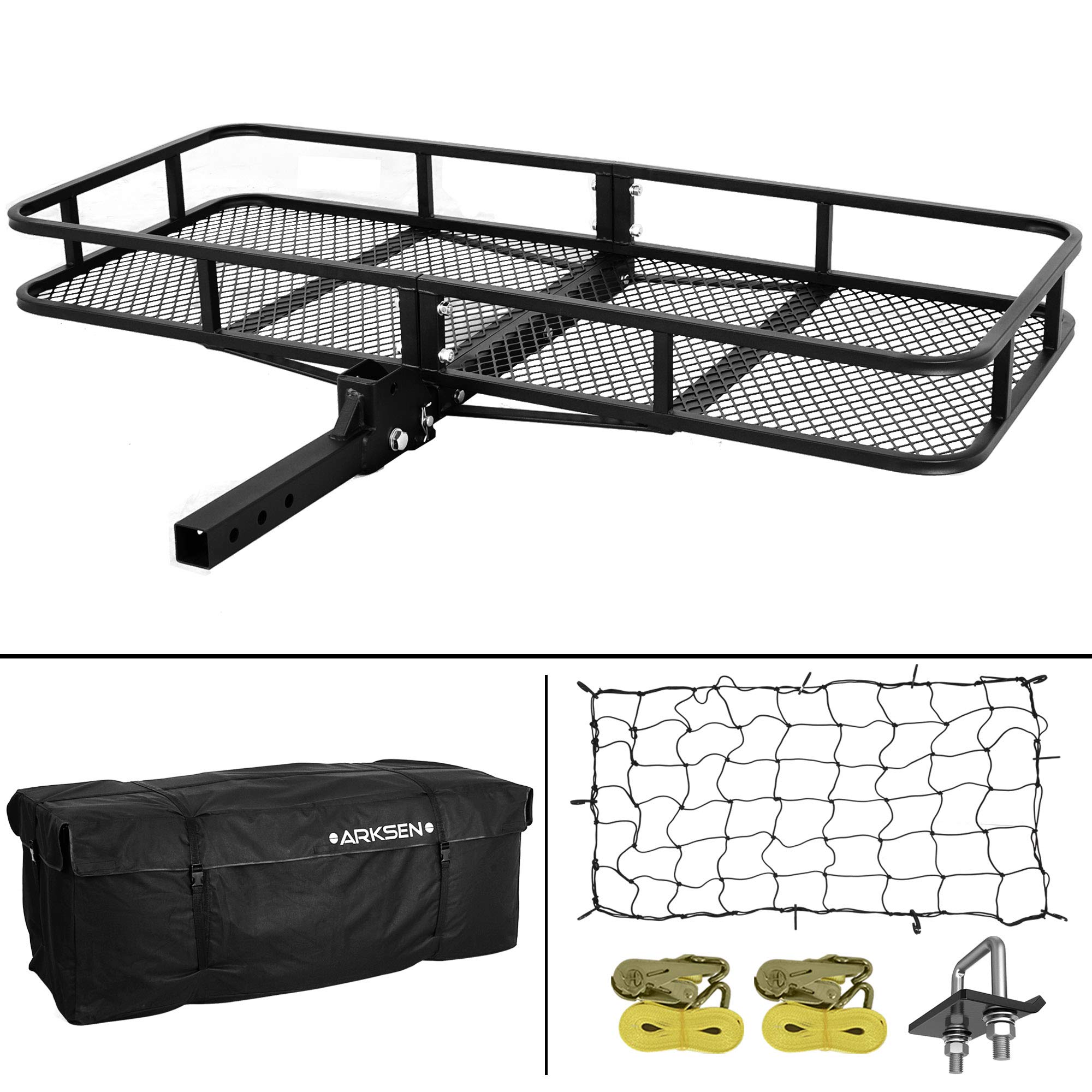 Buy ARKSEN 60 x 25 Inch Folding Cargo Rack Carrier with Cargo Bag & Net, Stabilizer & 2 Straps