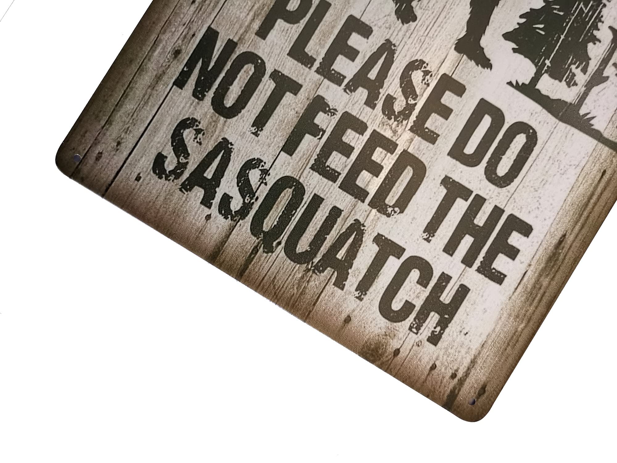 Hinweisschild „Please Do Not Feed The Sasquatch“ – 25,4x12,7 Cm, Rustikales Blechschild, Lustige Outdoor-Deko