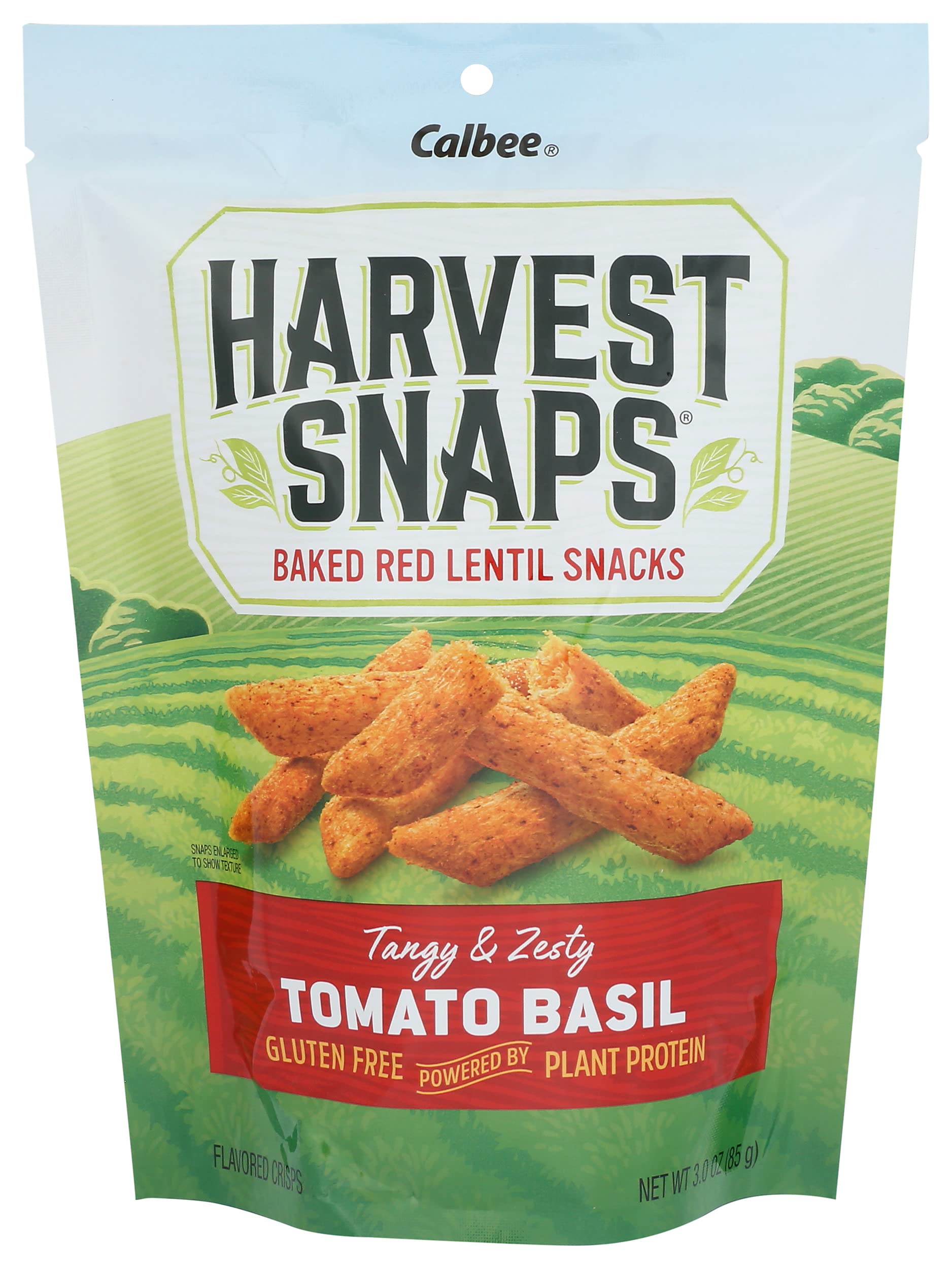 Calbee Snapea Crisp Harvest Snaps Lentil Bean Tomato Basil, 3 oz