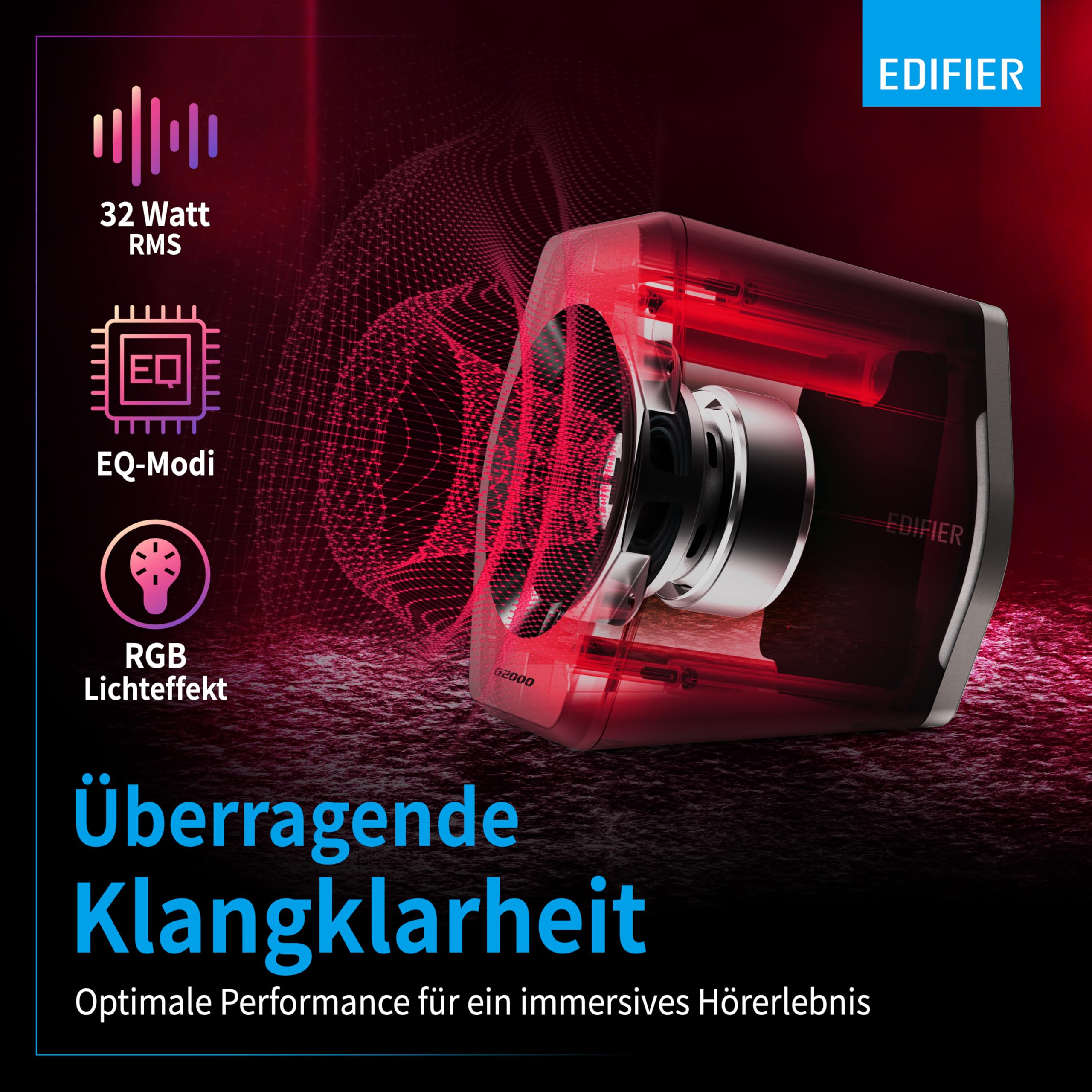 Aktivboxen Edifier G2000 2.0 Bluetooth Gaming RGB schwarz